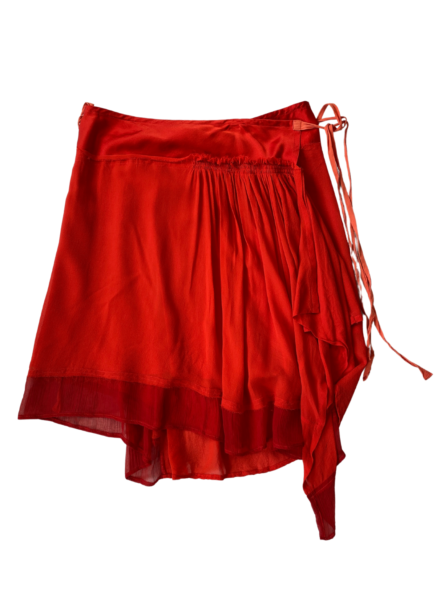 ANN DEMEULEMEESTER Red Silk Wrap Skirt