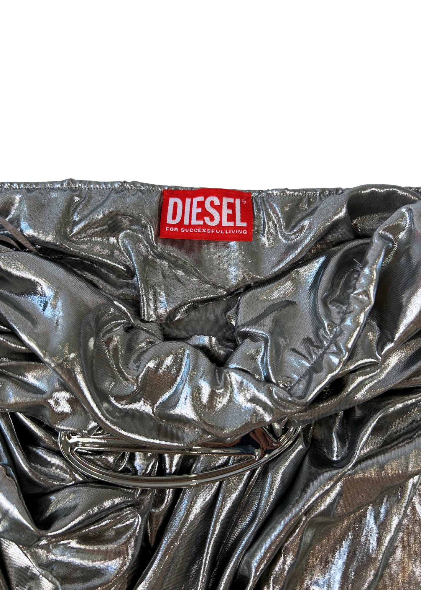 DIESEL (BNWT) 'Melt Gonna' Silver Belt Midi Skirt