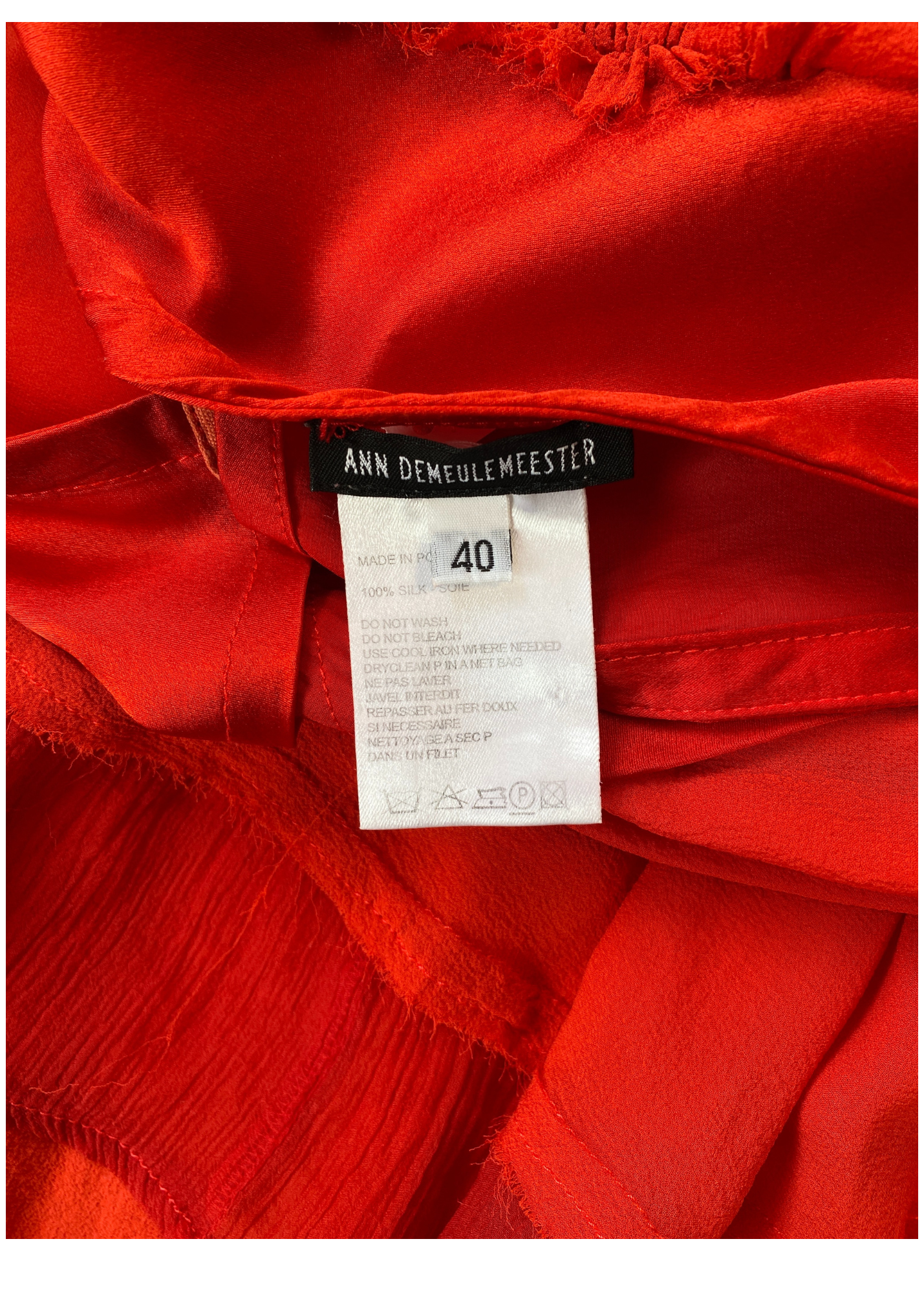 ANN DEMEULEMEESTER Red Silk Wrap Skirt