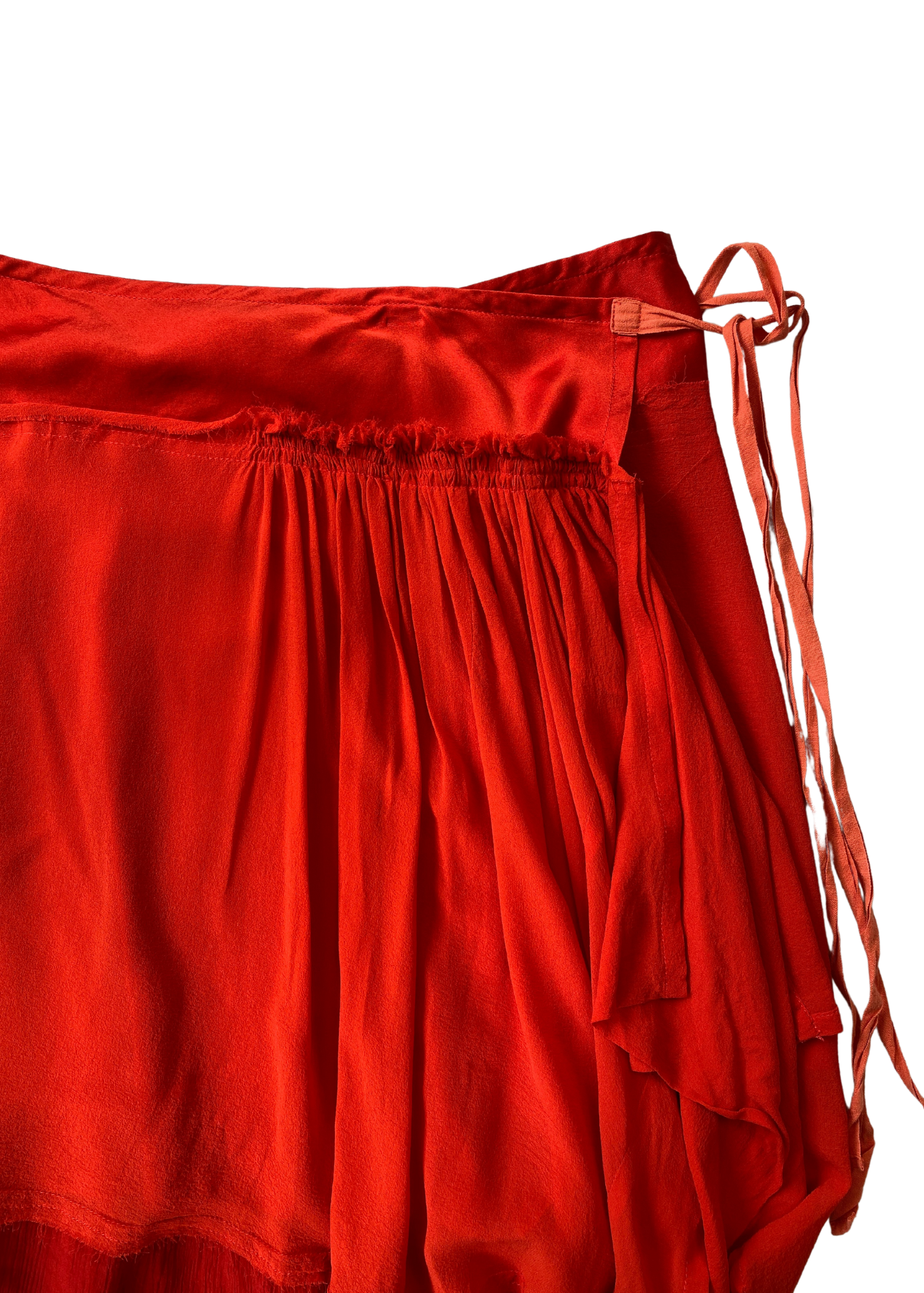 ANN DEMEULEMEESTER Red Silk Wrap Skirt