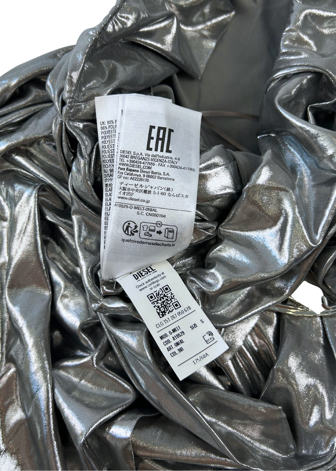 DIESEL (BNWT) 'Melt Gonna' Silver Belt Midi Skirt