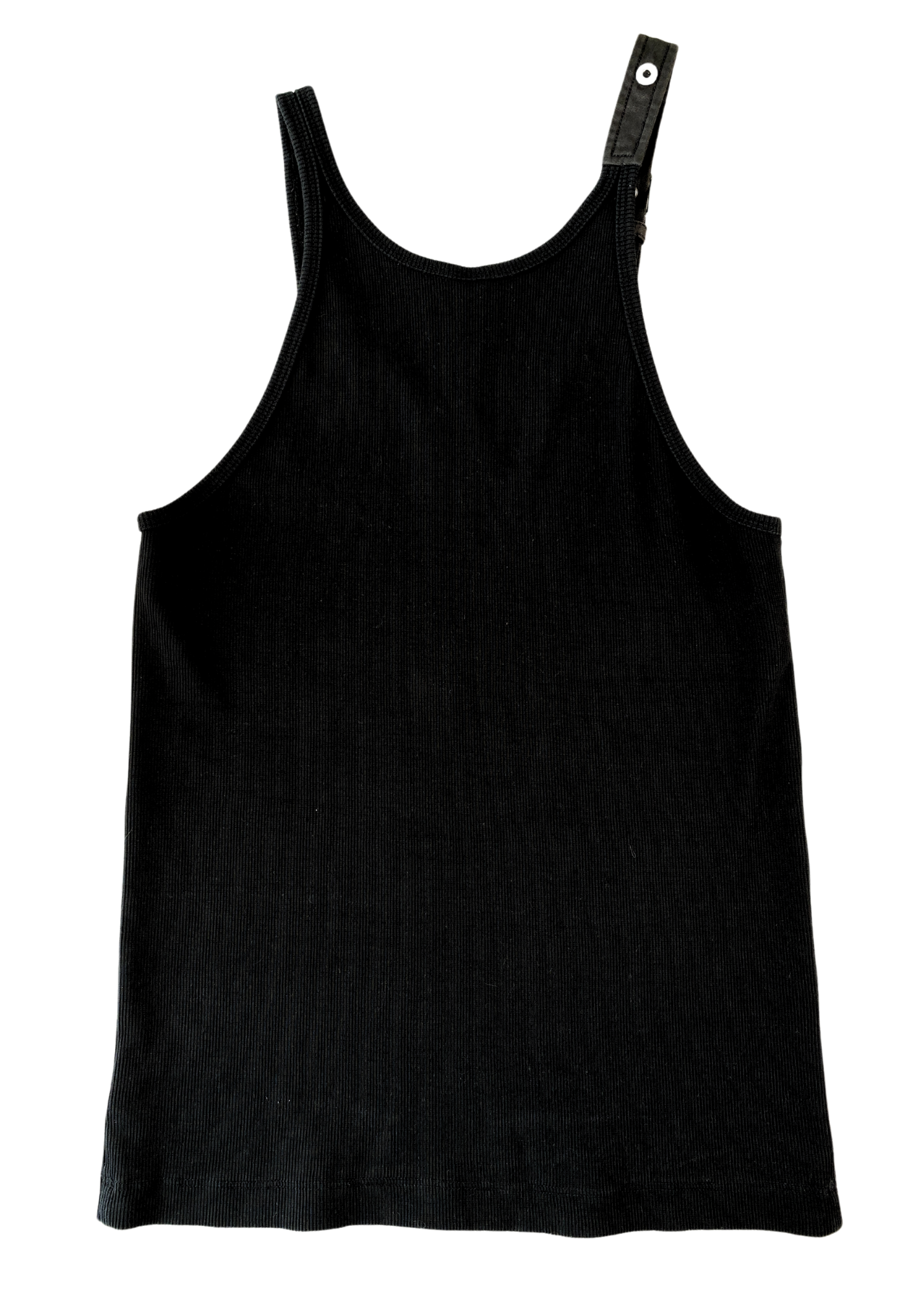 DION LEE Black Ribbed Buckle Strap Tank