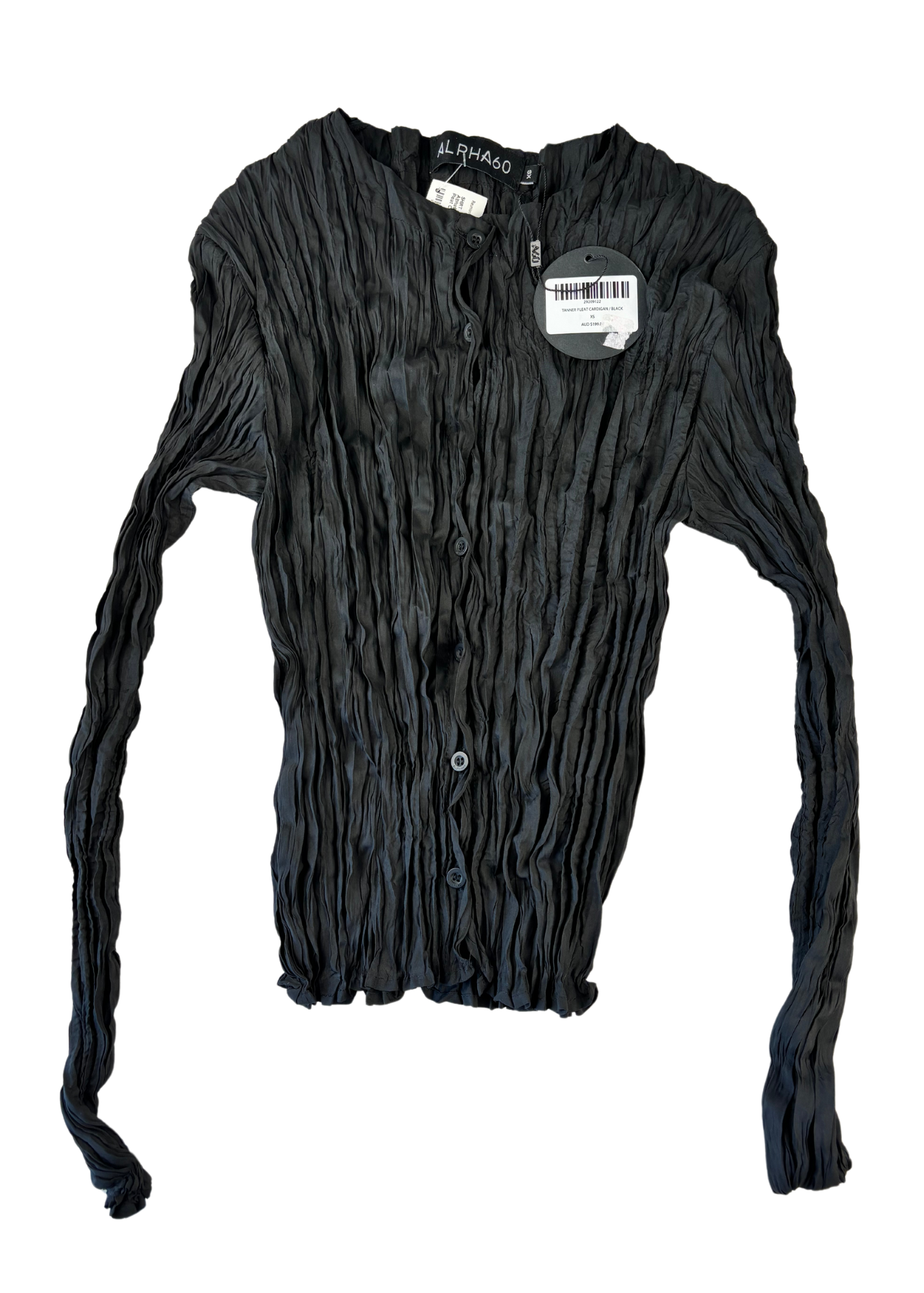 ALPHA60 (BNWT) Black 'Tanner' Pleat Cardigan