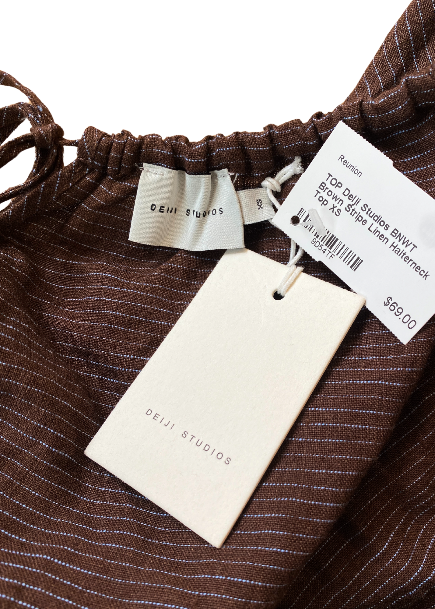 DEIJI STUDIOS (BNWT) 'Royal Stripe Linen Halter Top'