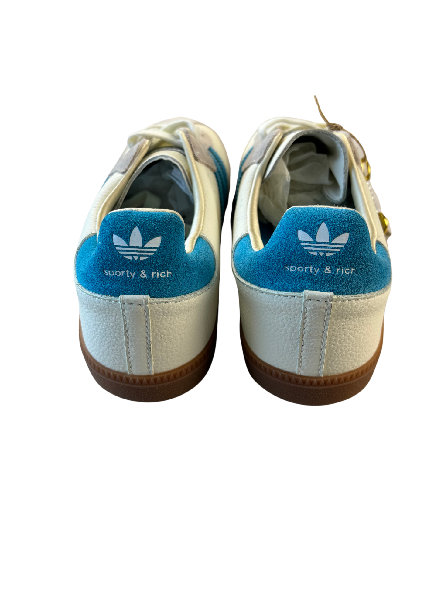 ADIDAS X SPORTY & RICH (BNWT) Cream Blue Leather Sambas
