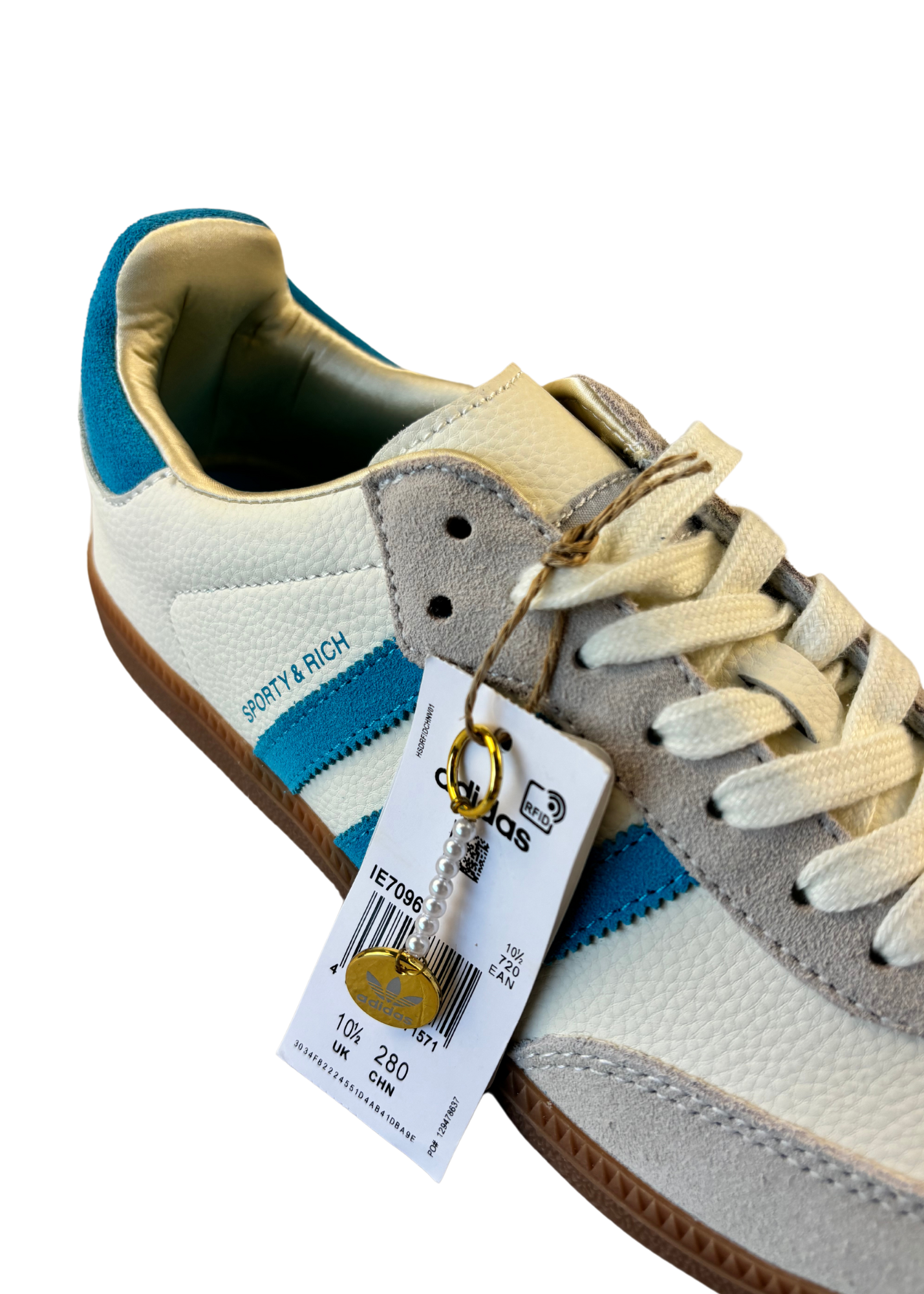 ADIDAS X SPORTY & RICH (BNWT) Cream Blue Leather Sambas