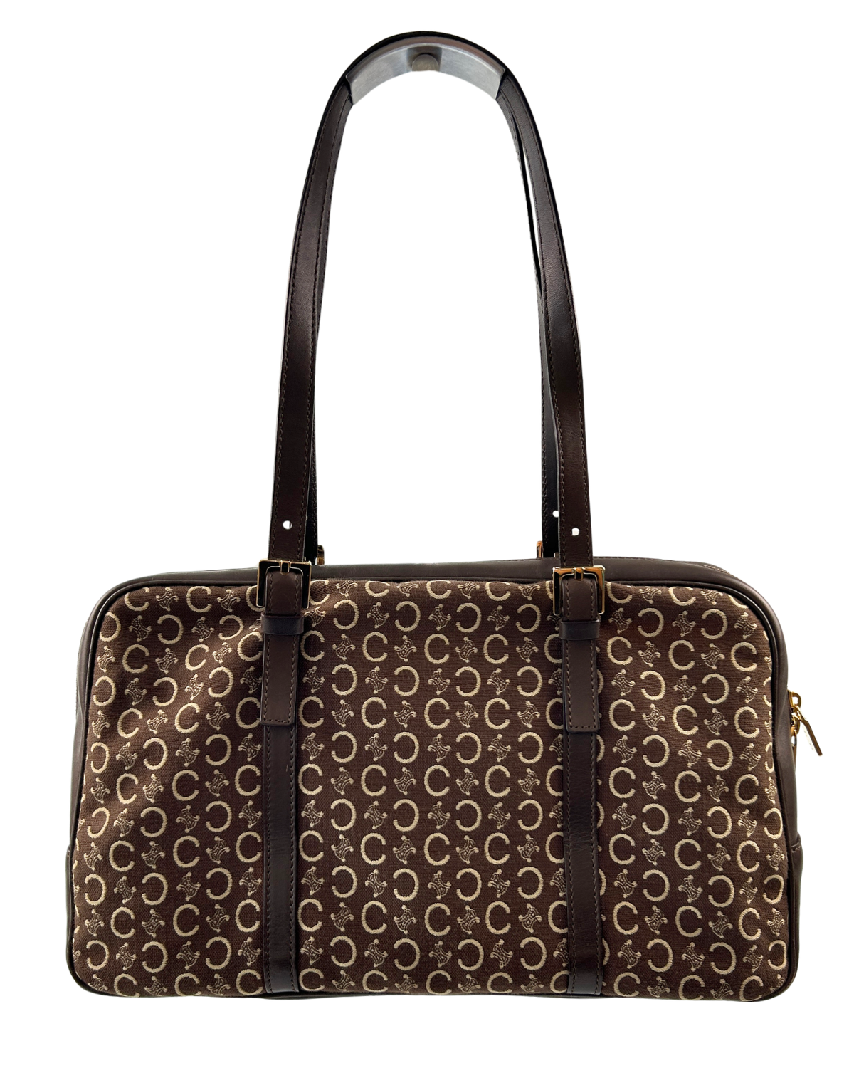 CELINE Vintage Brown 'Triomphe Macadam Boston' Bag