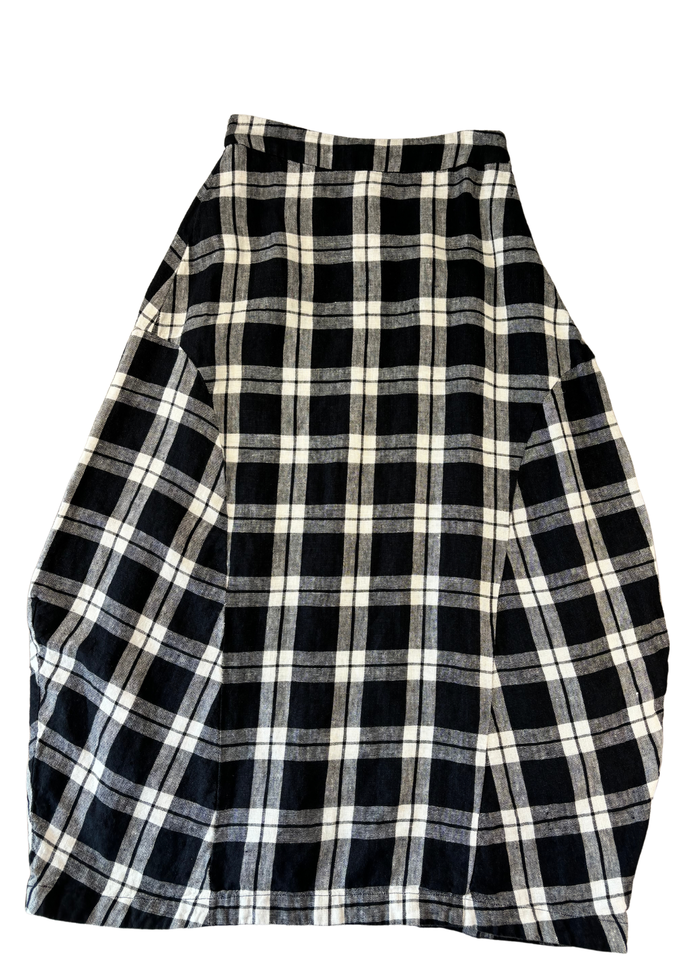 ALPHA60 Plaid Linen Midi Skirt