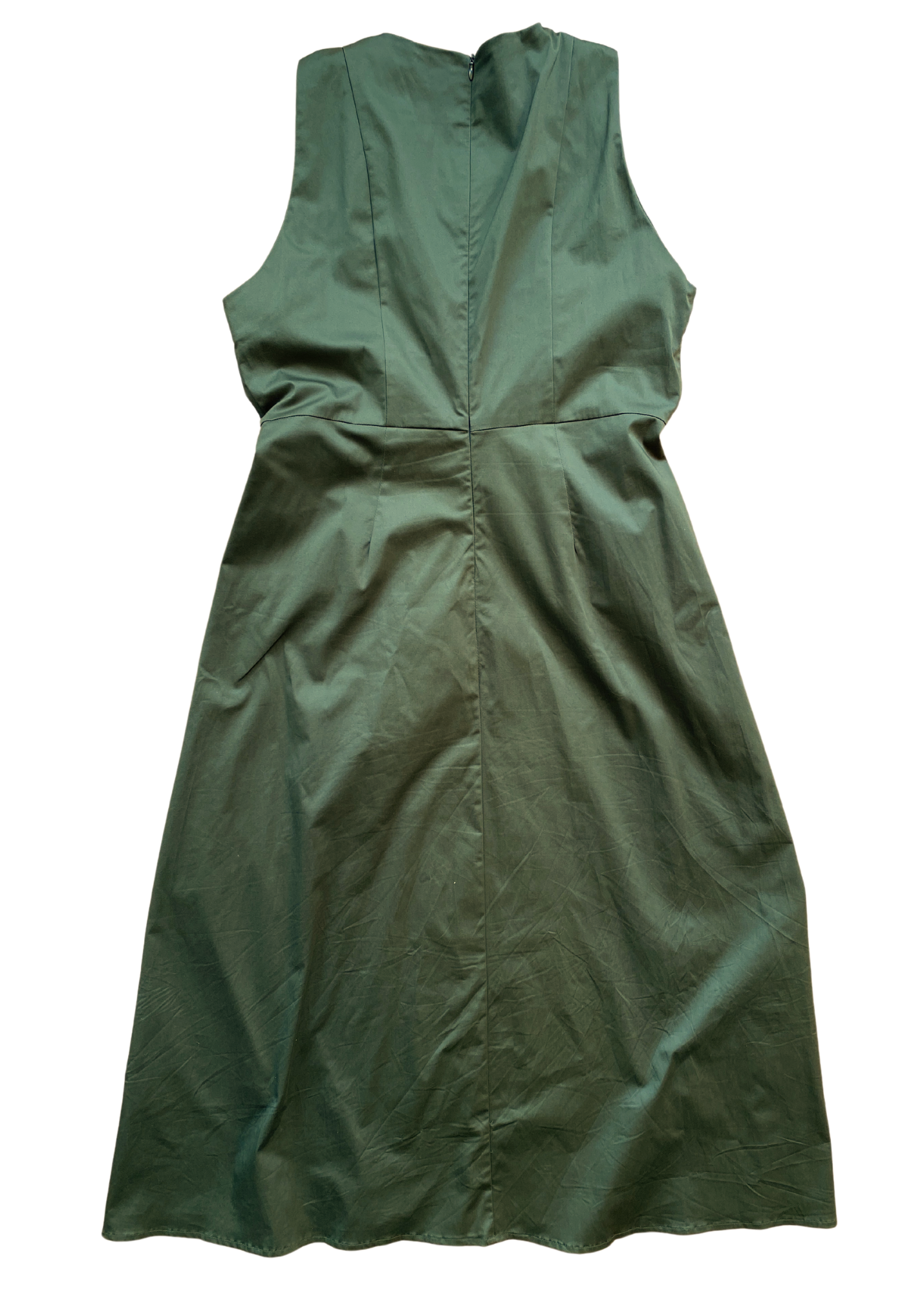WILLA Green Ruched Midi Dress