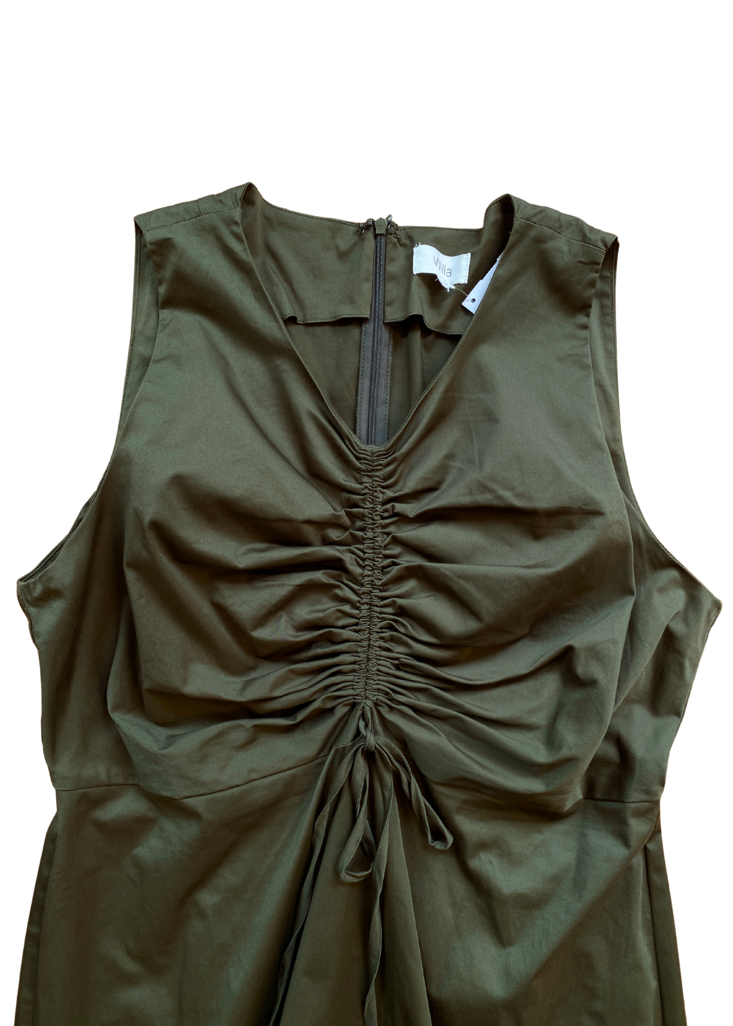 WILLA Green Ruched Midi Dress