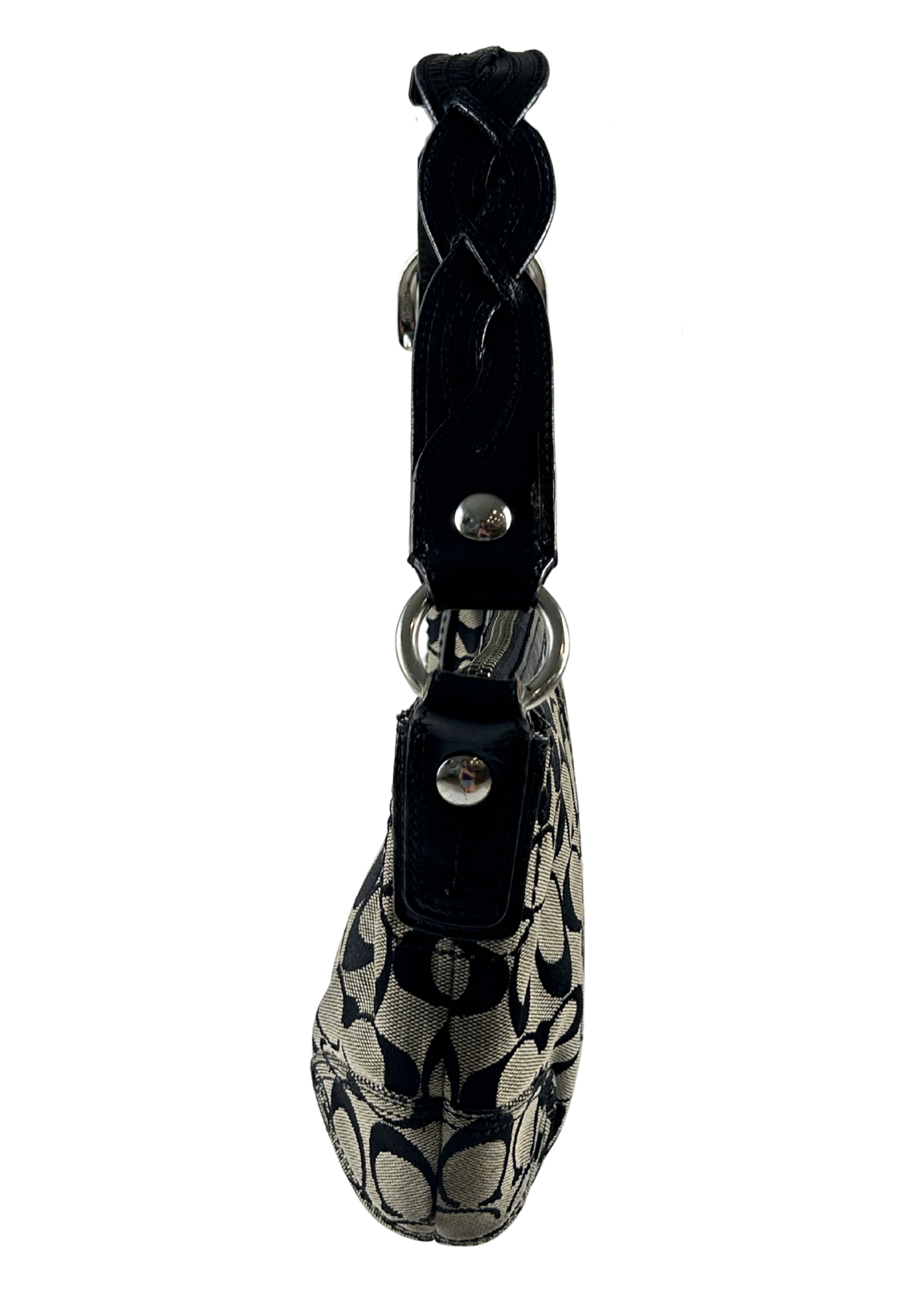 COACH Monogram Canvas Leather Strap Hobo Bag