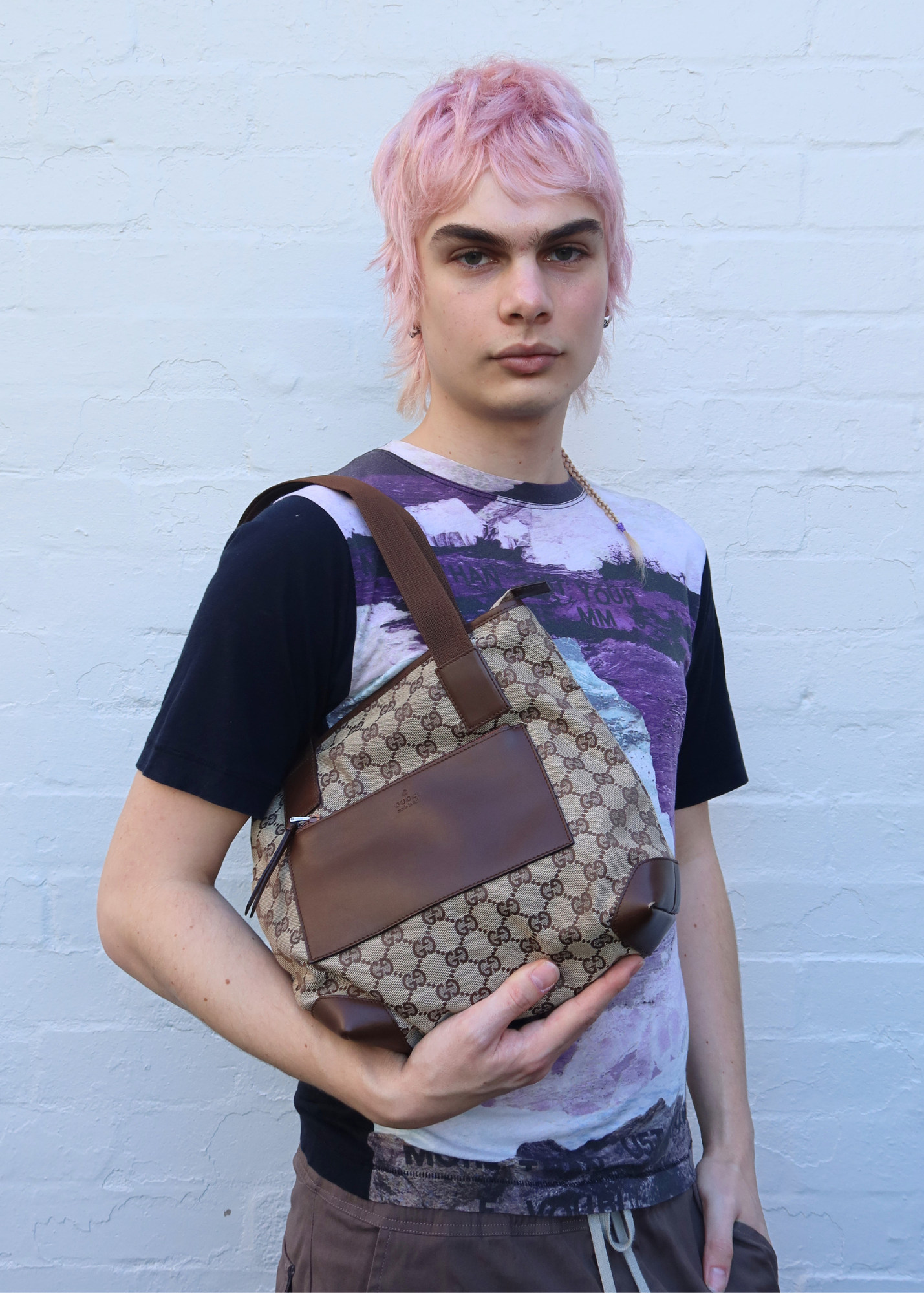GUCCI VINTAGE Brown/Beige GG Canvas Top Handle Tote