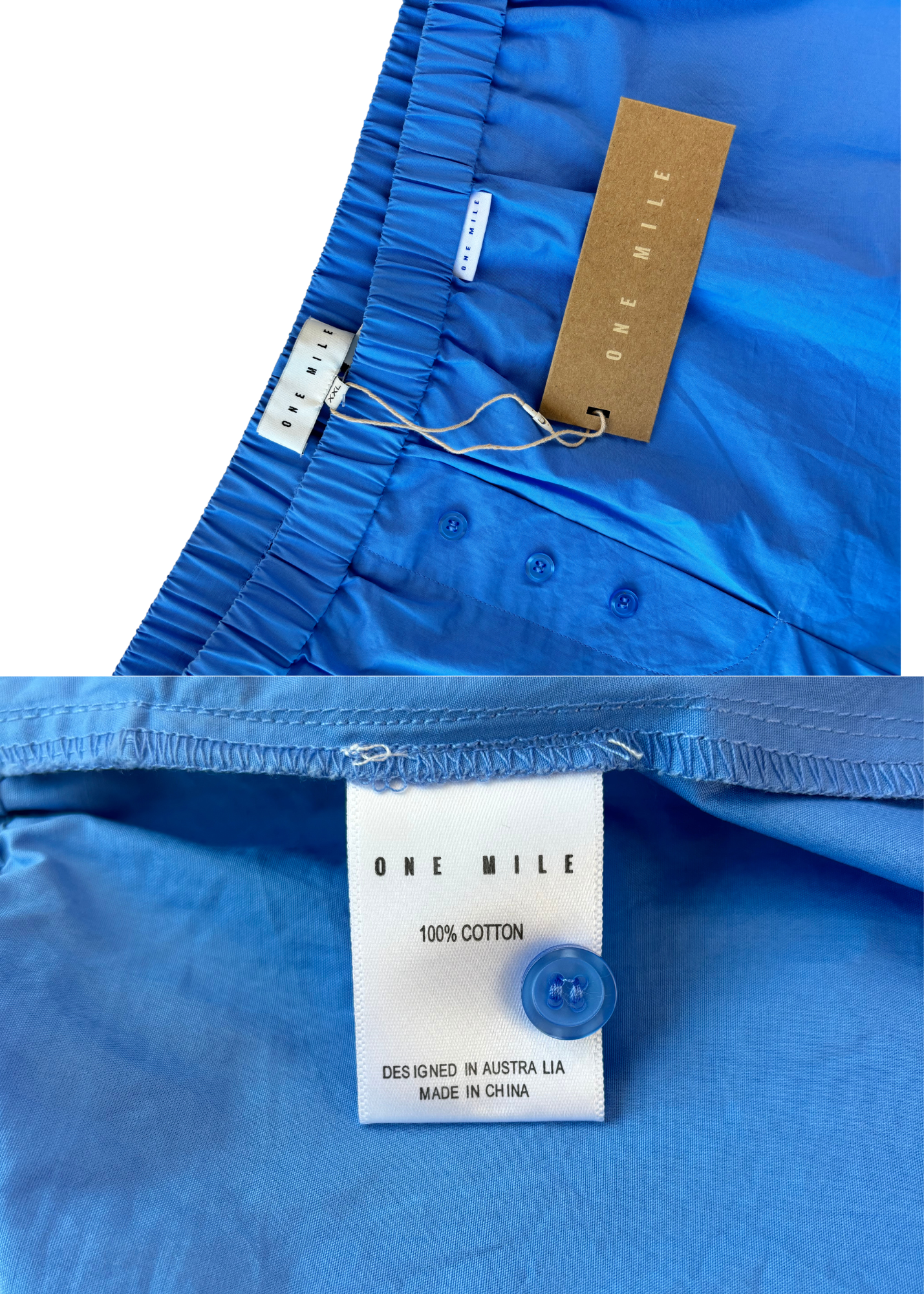 ONE MILE (BNWT) Blue Cotton Boxer Shorts