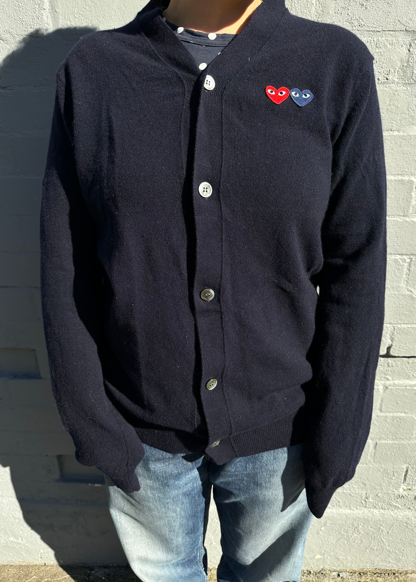 COMME DES GARCONS PLAY Wool Double Heart Cardigan