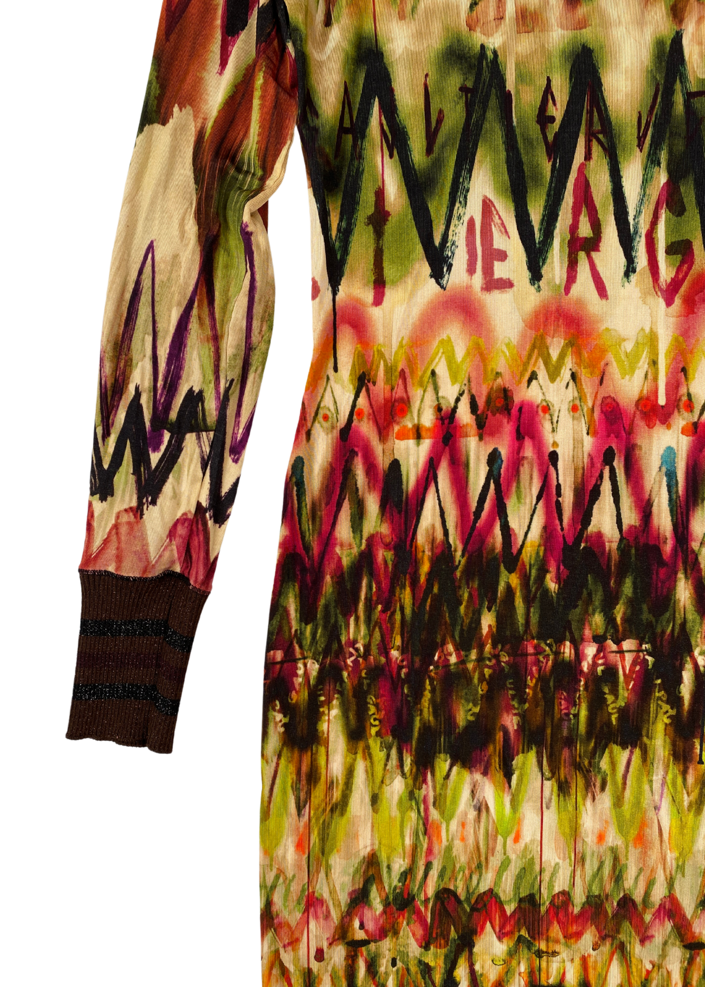 2000's JEAN PAUL GAULTIER FEMME (AS IS) Watercolour Graffiti Print Boat Neck Dress