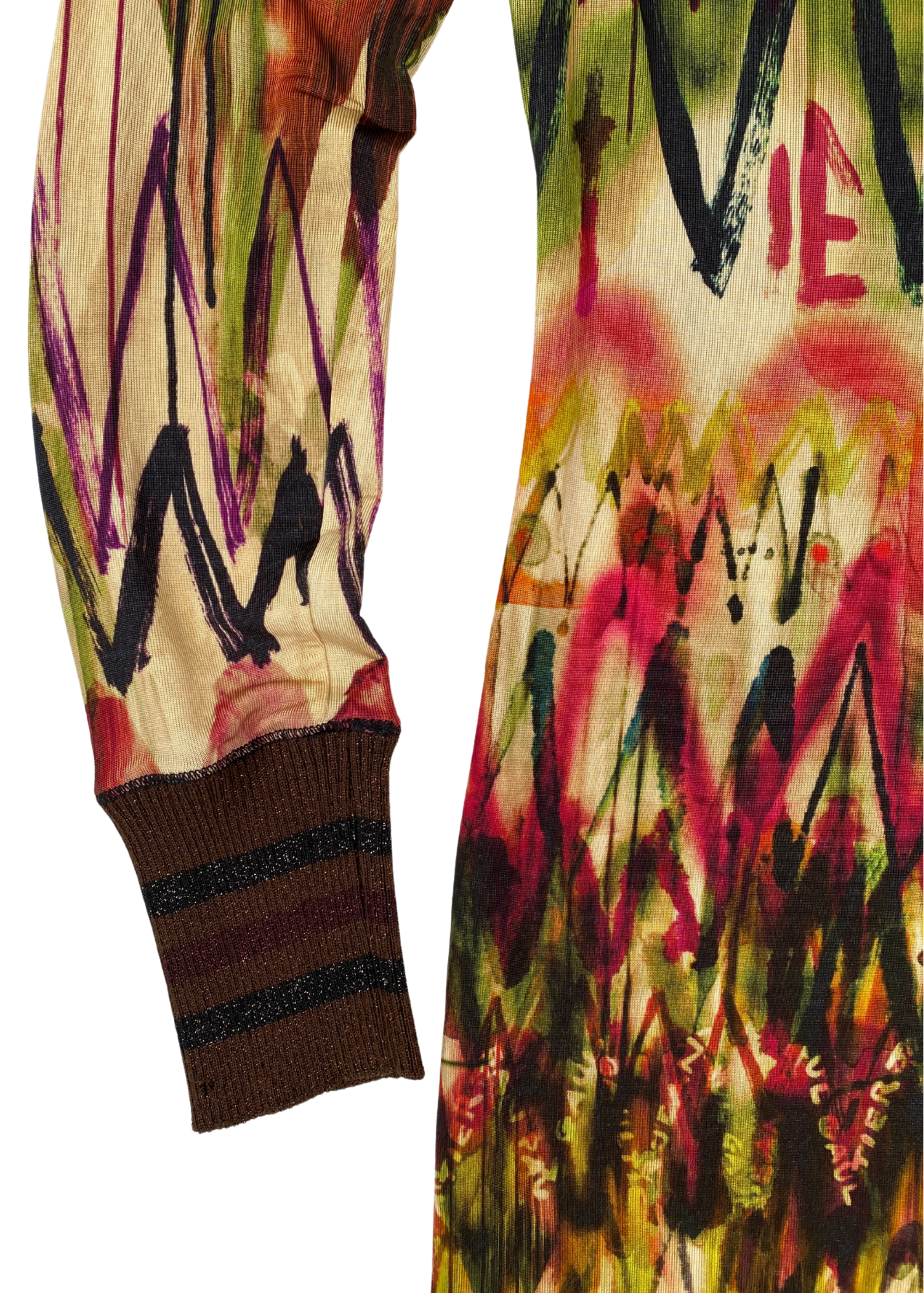 2000's JEAN PAUL GAULTIER FEMME (AS IS) Watercolour Graffiti Print Boat Neck Dress