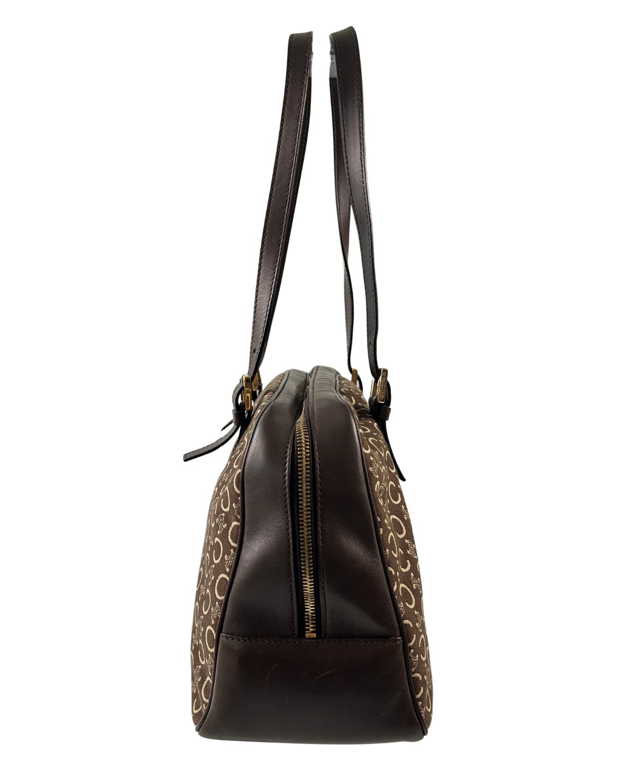 CELINE Vintage Brown 'Triomphe Macadam Boston' Bag