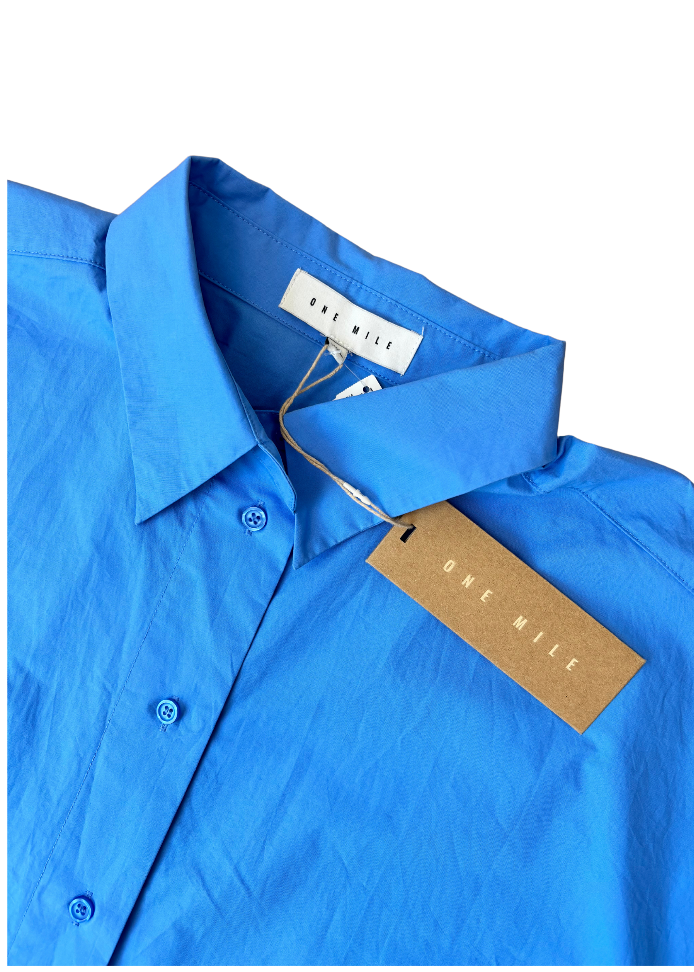 ONE MILE (BNWT) Blue Cotton Button Down Shirt