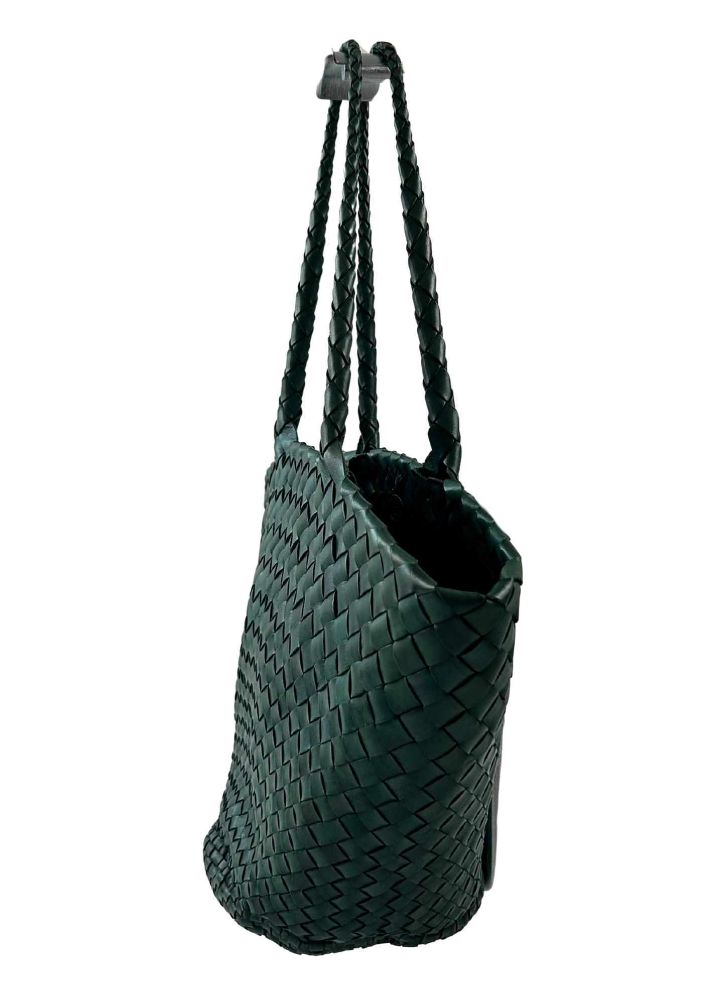 DRAGON DIFFUSION 'Egola Forest Green' Woven Leather Tote