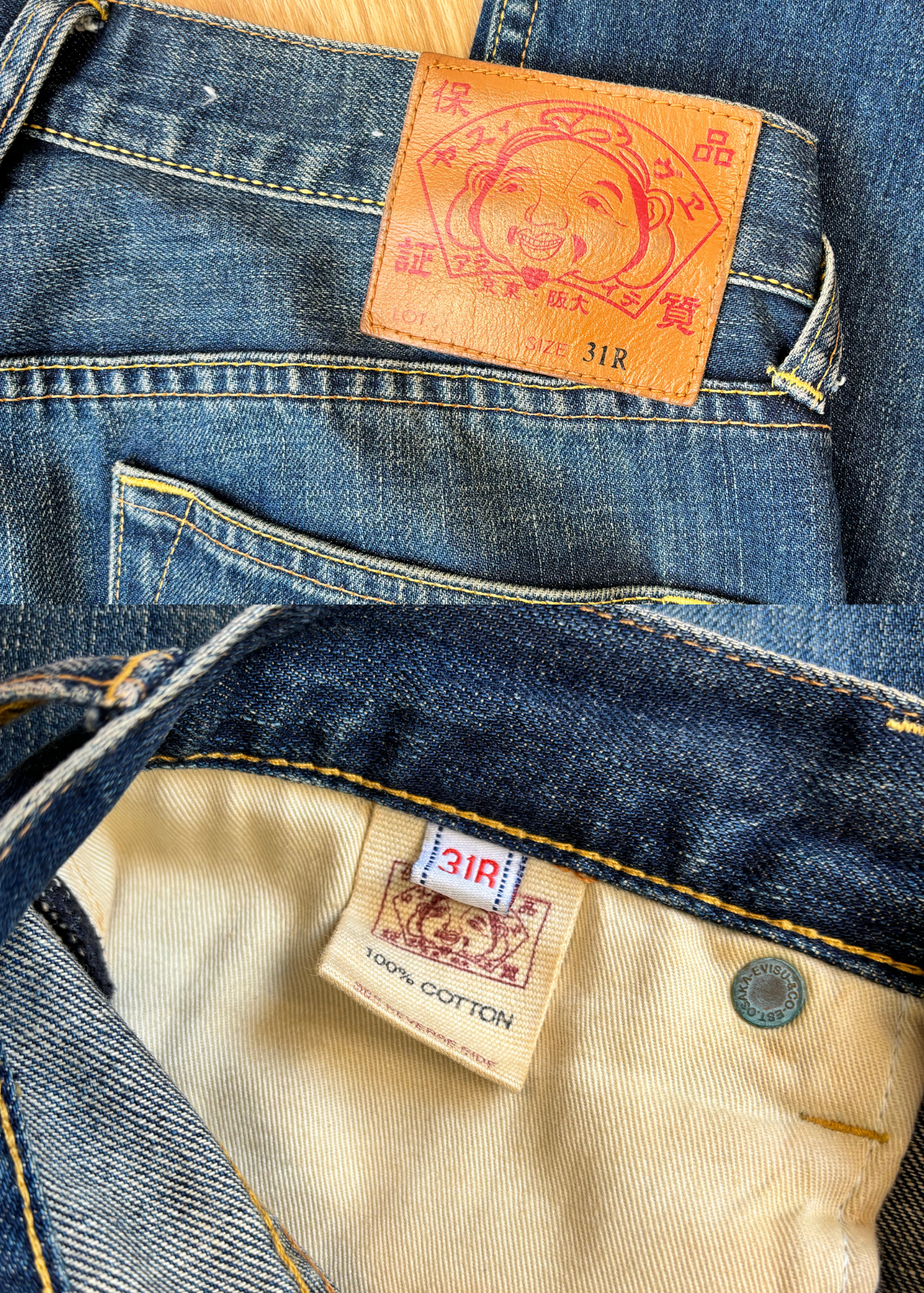 EVISU Blue Rinse Raw Denim Jeans