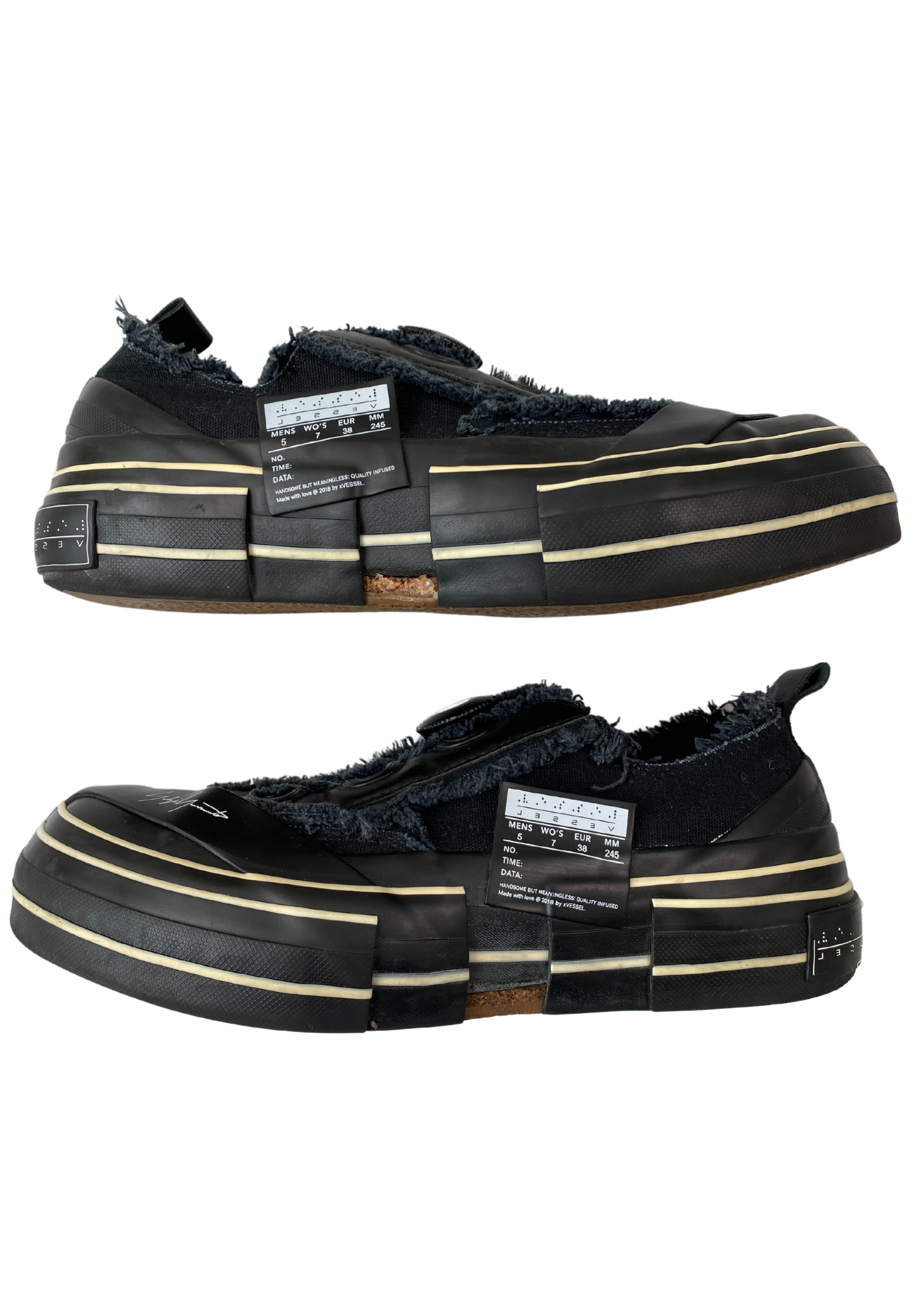 YOHJI YAMAMOTO x VESSEL 'Phantom Pro' Rubber Rae Hem Canvas Sneakers