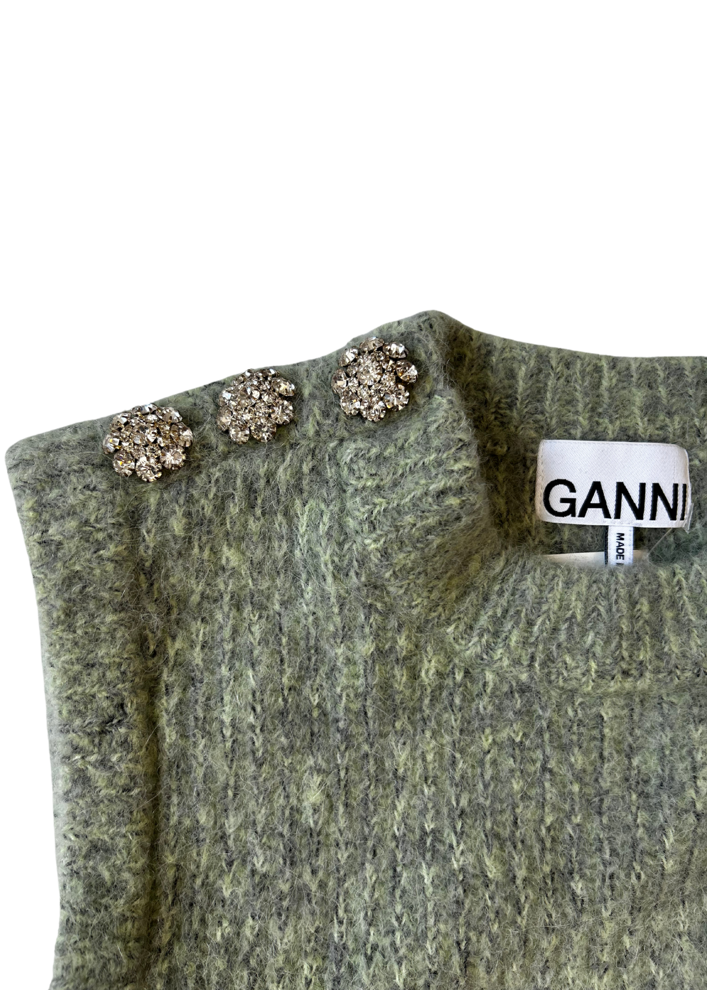 GANNI Brushed Knit Crystal Embellished Vest