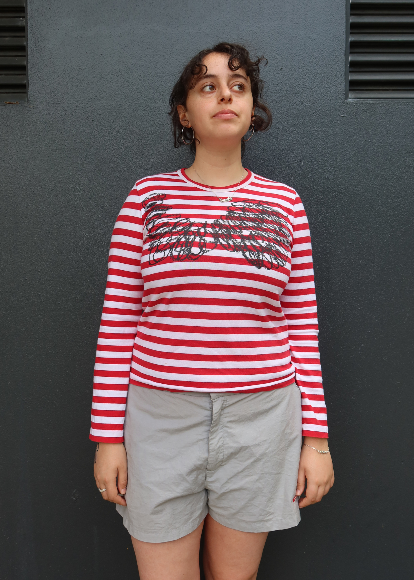 COMME DES GARCONS (AS IS) Scribble Stripe Long Sleeve