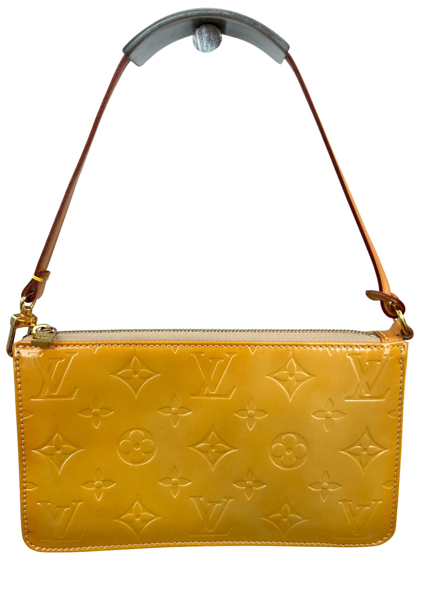 LOUIS VUITTON VINTAGE 1999 Gold Vernis Leather Lexington Pochette Bag
