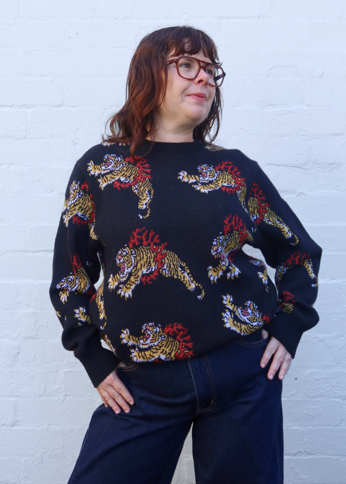 WACKO MARIA/GUILTY PARTIES (BNWT) Tim Lehl Tiger Intarsia Knit Jumper