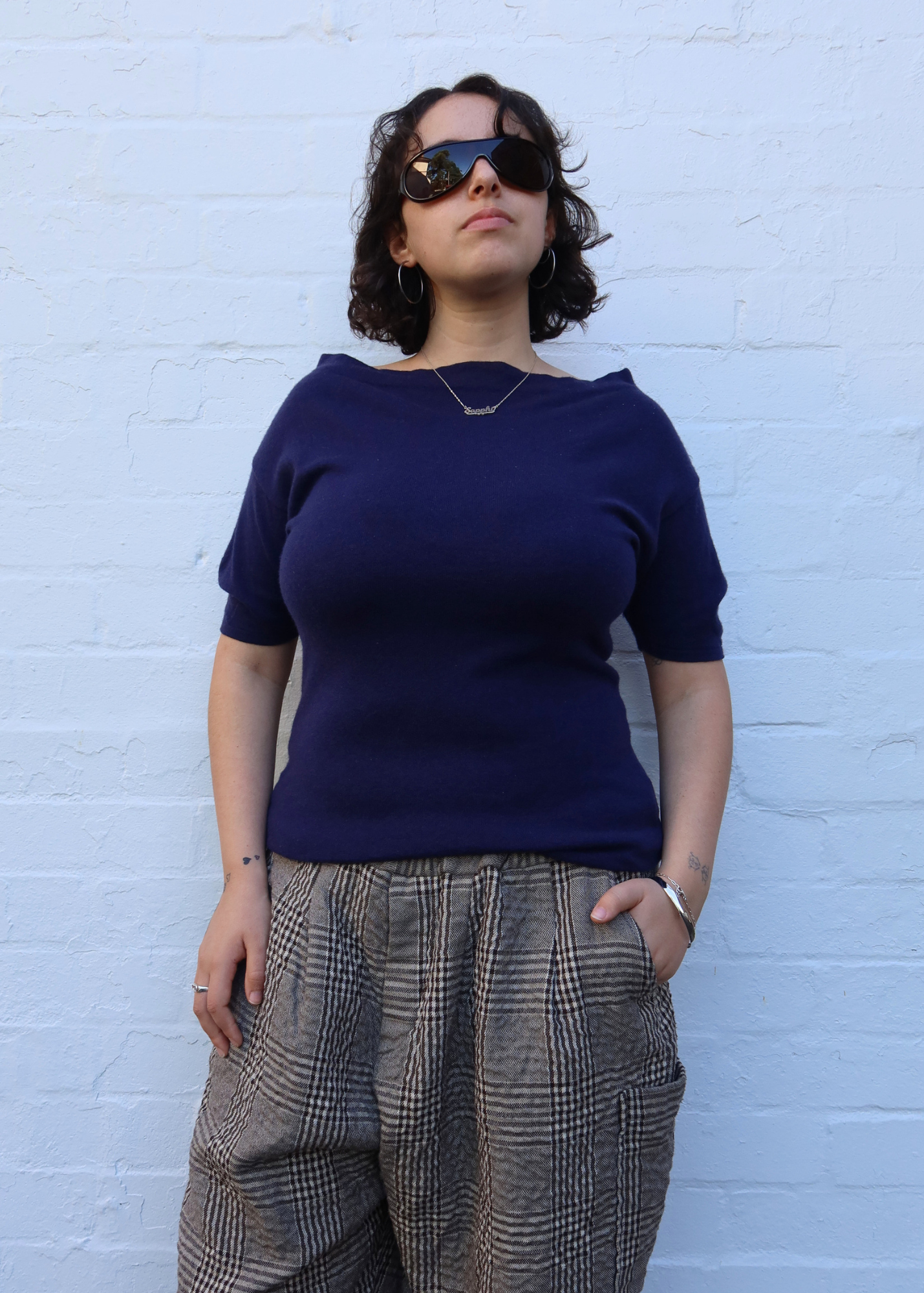PRADA (AS IS) Navy Wool/Silk Boat Neck Top