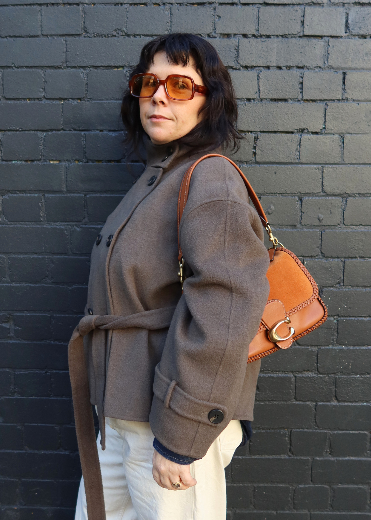 COACH (AS IS) Suede/Braided Leather 'Soft Tabby' Shoulder Bag