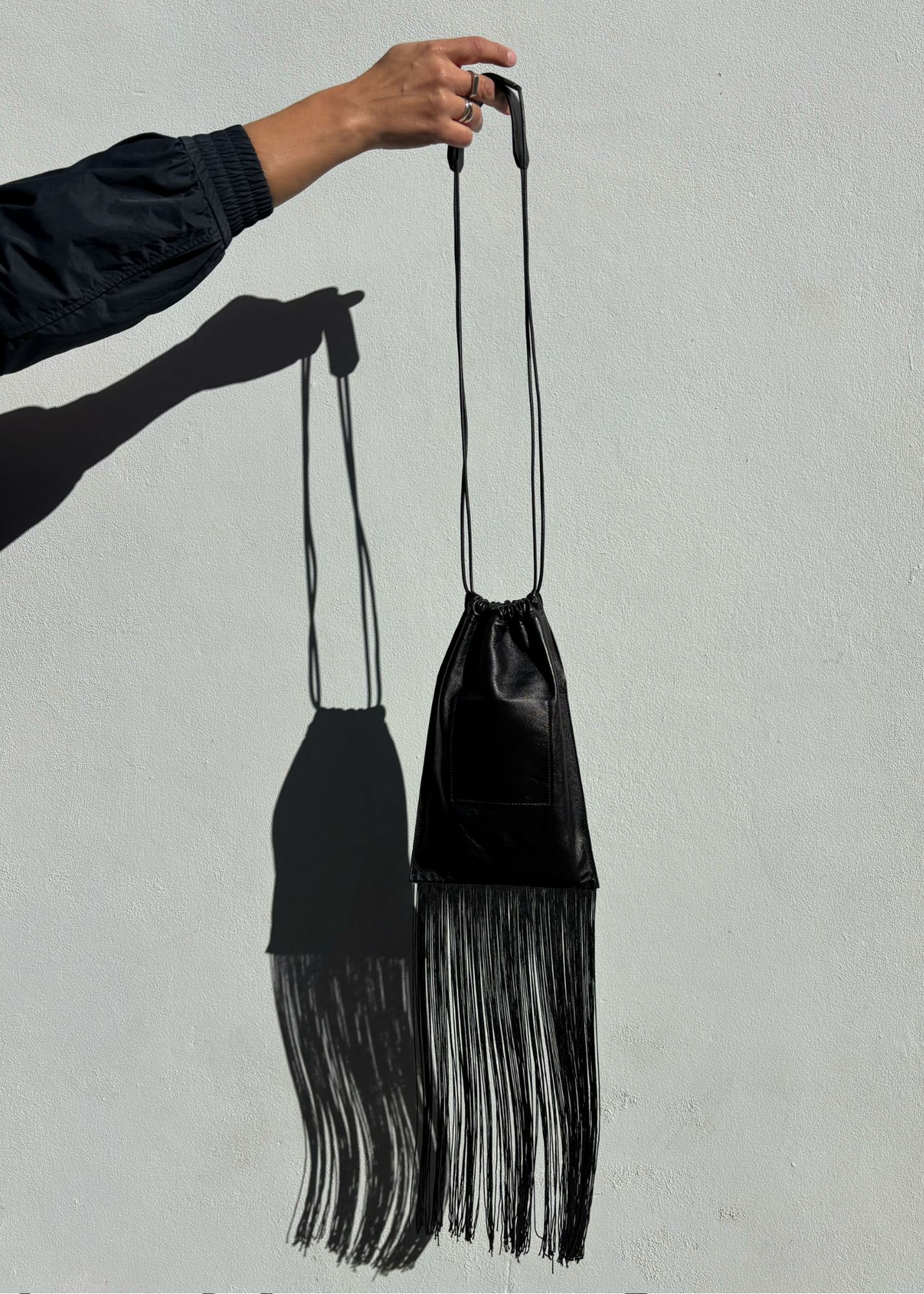 JIL SANDER Leather Fringe Bag