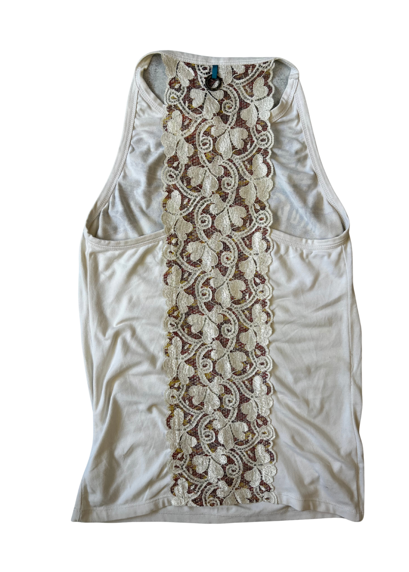 VINTAGE SAVE THE QUEEN Fish + Seashell Print Lace Back Tank