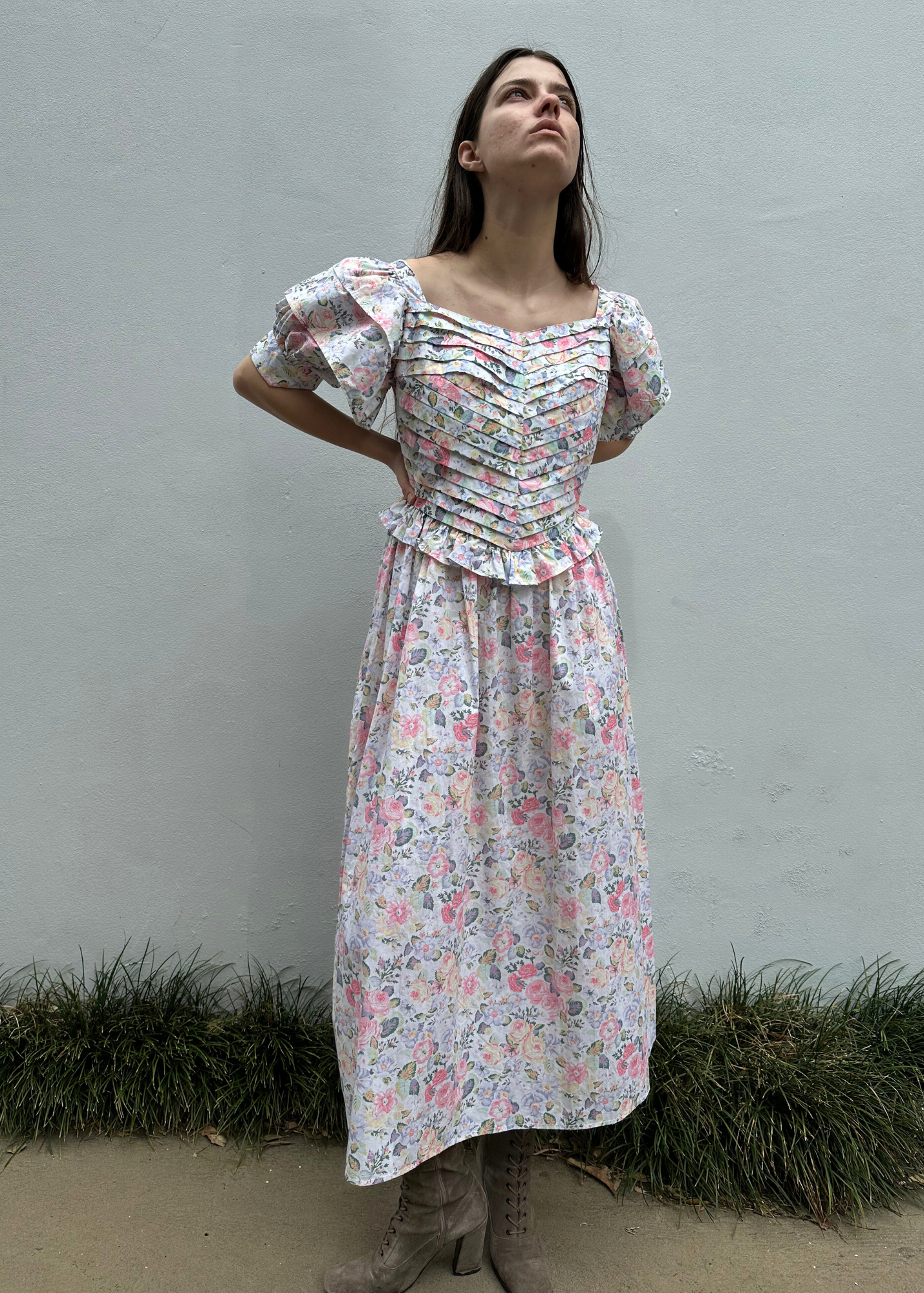 BATSHEVA x LAURA ASHLEY (BNWT) 'Eden' Floral Puff Sleeve Midi Dress