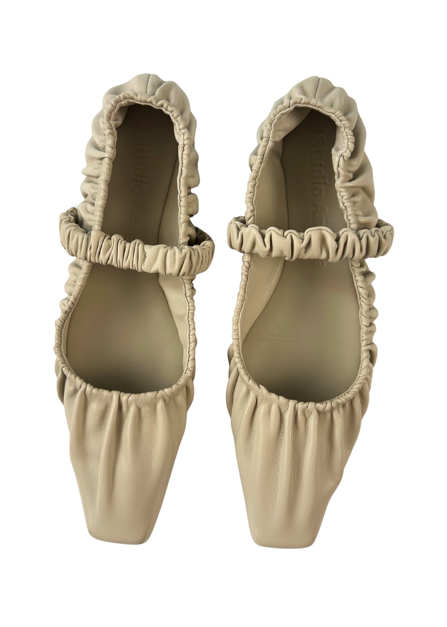 STUDIO AMELIA (AS IS) Leather Scrunch Mary Jane Ballet Flats