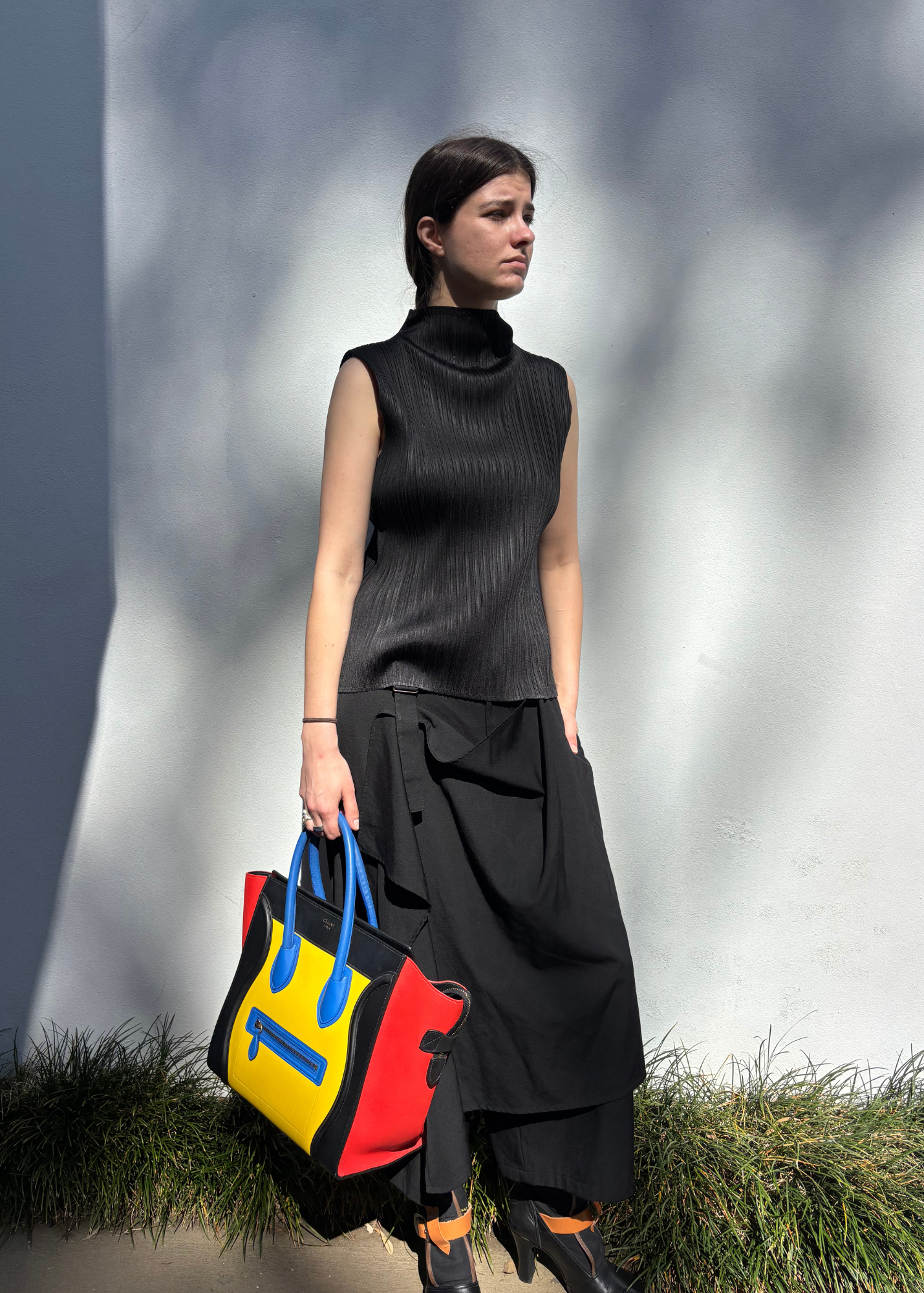 CELINE (AS IS) SS14 Primary Leather Luggage Tote Bag