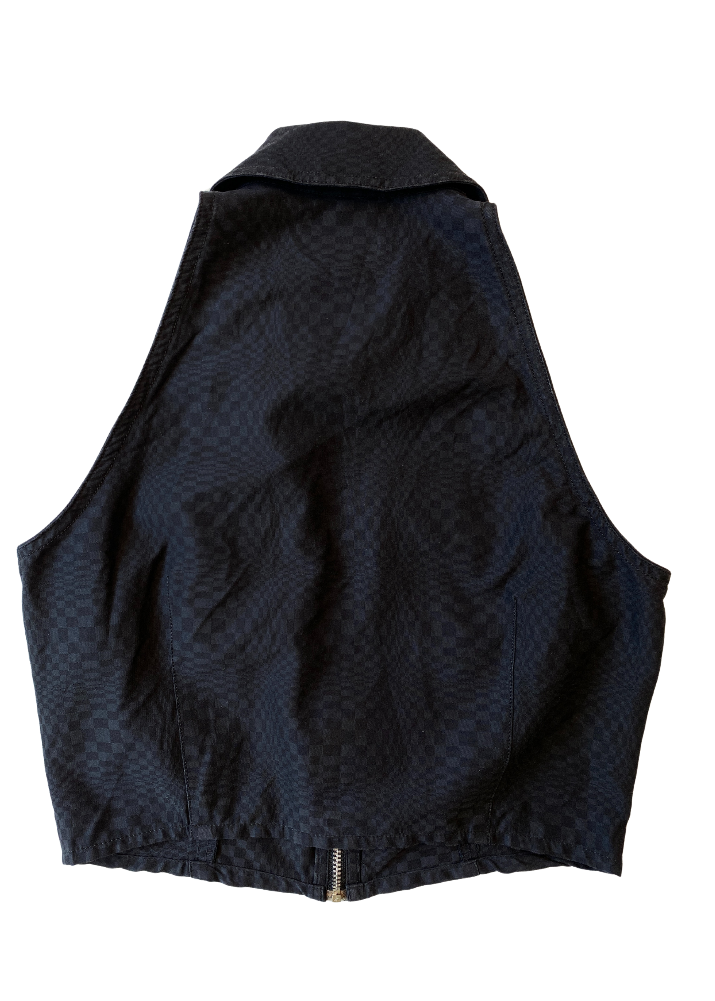 VINTAGE VERSACE JEANS COUTURE Checkerboard Print Zip Front Top