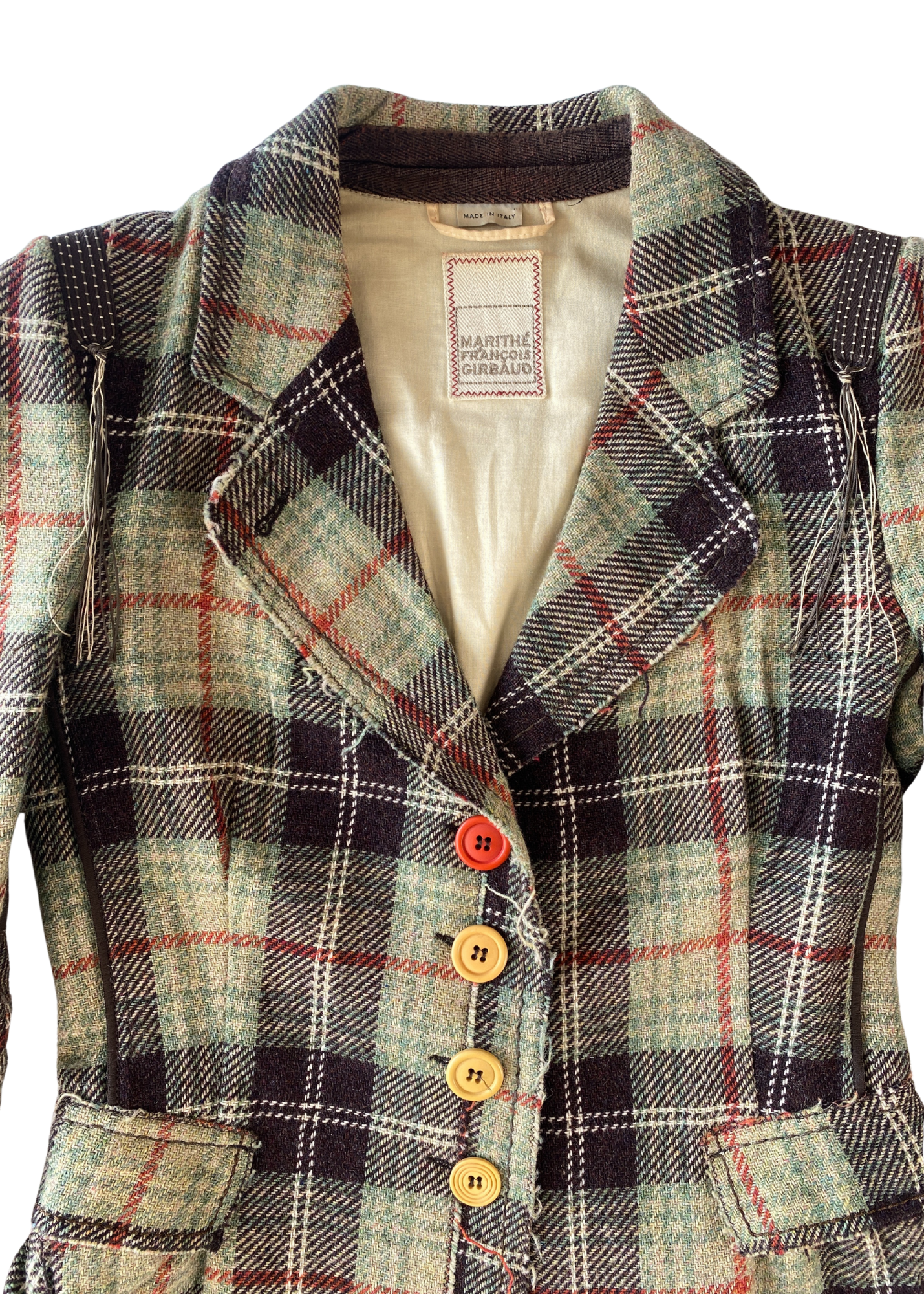 MARITHE FRANCOIS GIRBAUD Tartan Wool Patchwork Blazer