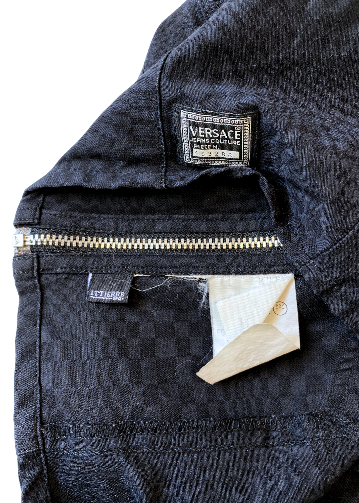 VINTAGE VERSACE JEANS COUTURE Checkerboard Print Zip Front Top