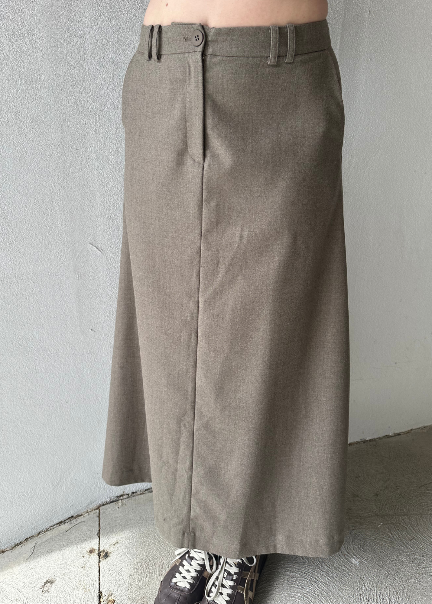THE LAIR Wool A-Line Midi Skirt