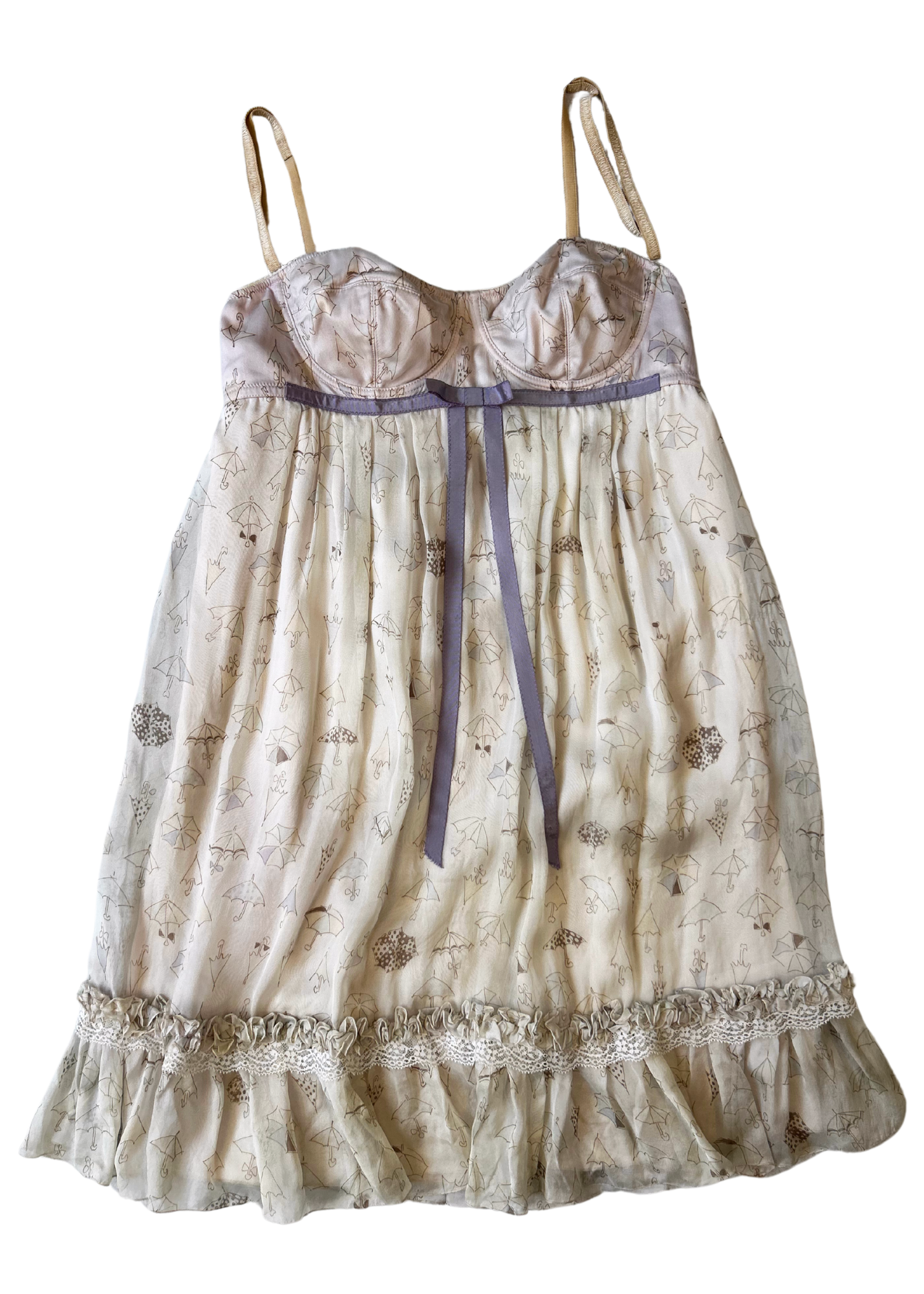 D&G (AS IS) Deadstock Silk Umbrella Print Babydoll Mini Dress