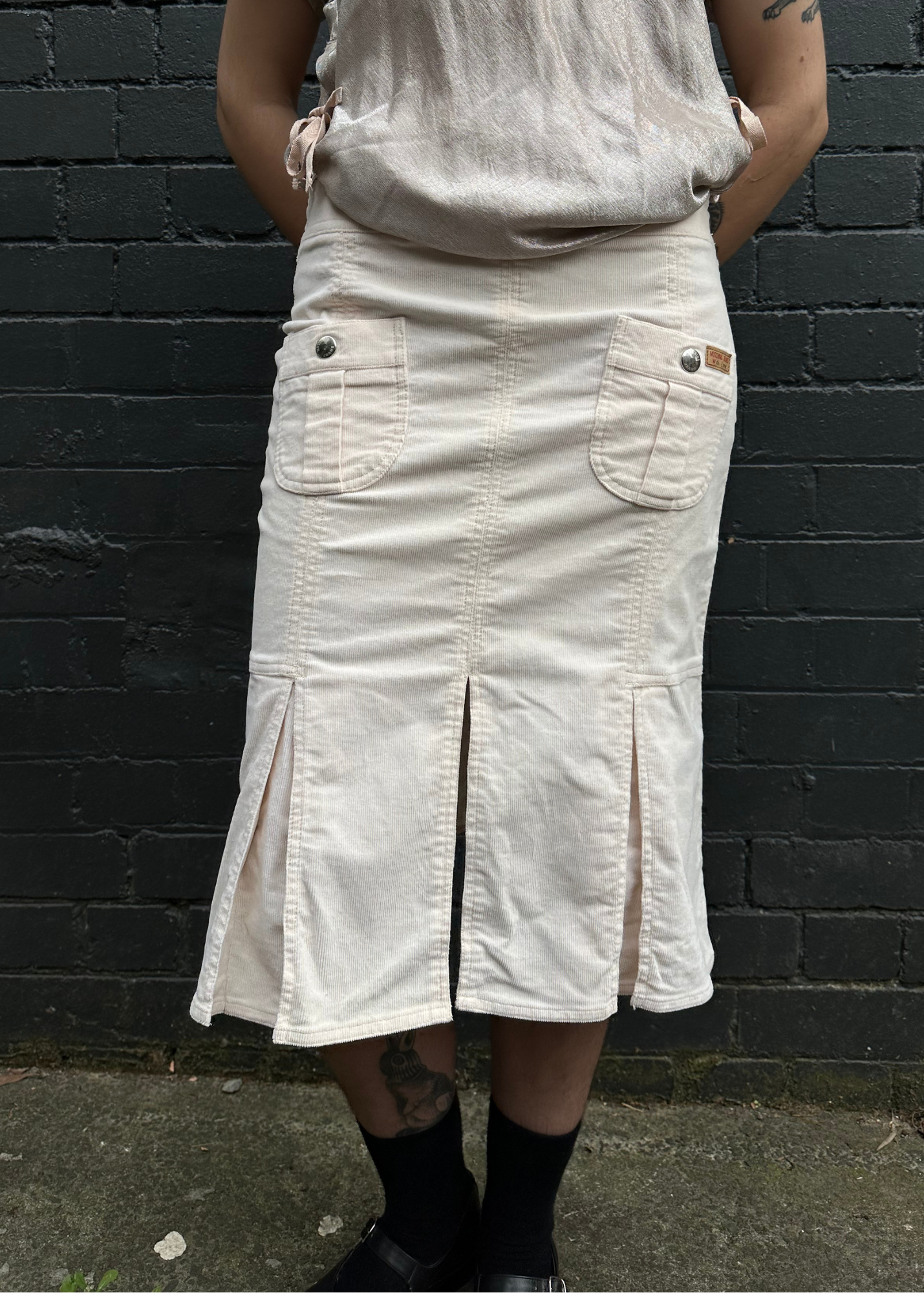 MOSCHINO JEANS Corduroy Pleated Midi Skirt