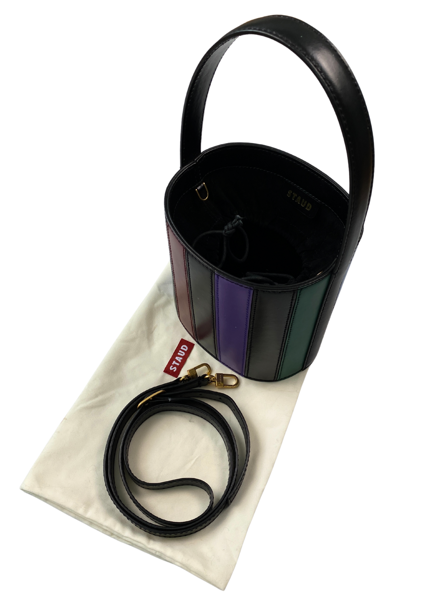 STAUD Patchwork Leather Bucket Bag