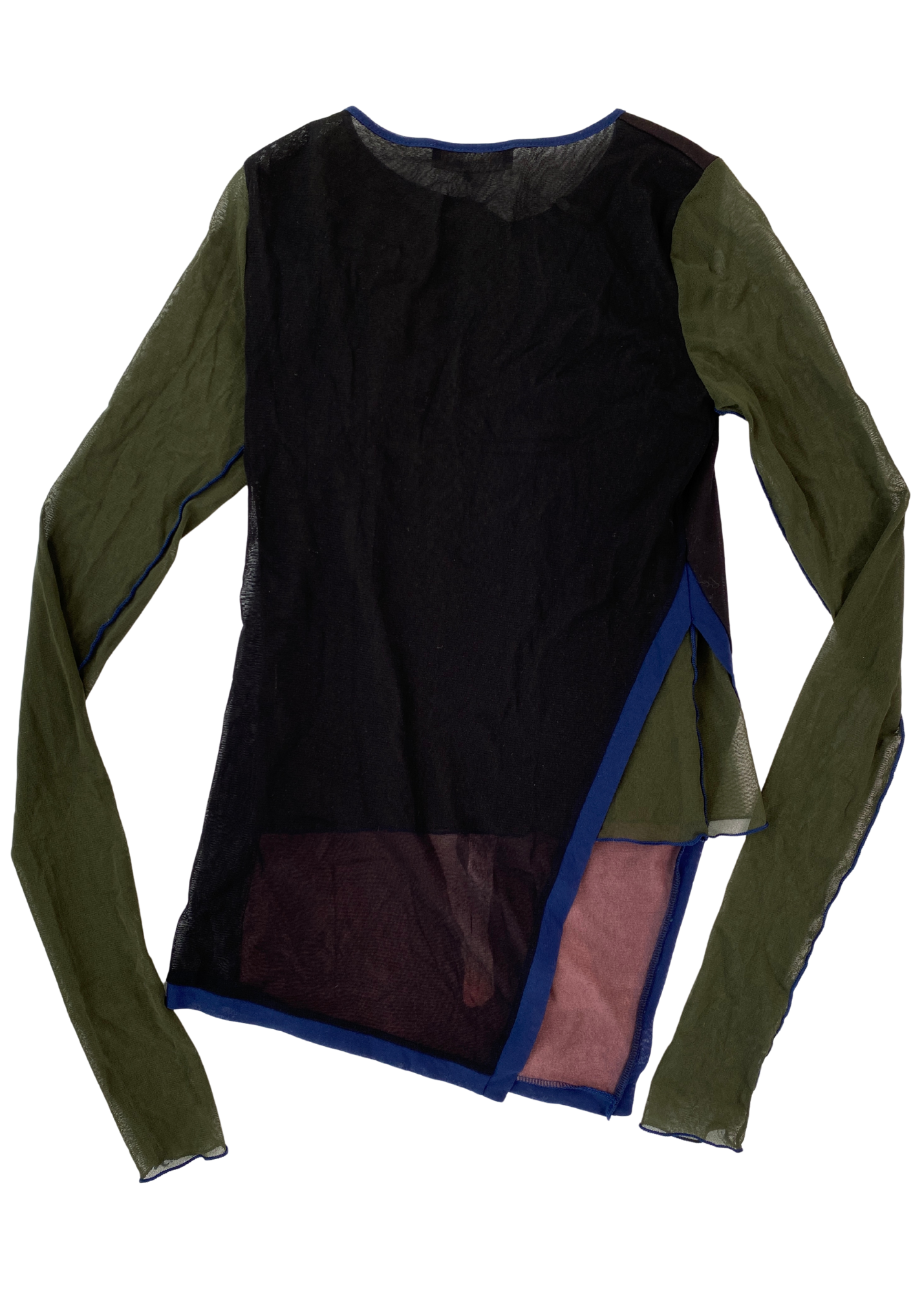 COP COPINE Silhouette Print Mesh Asymmetric Long Sleeve Top