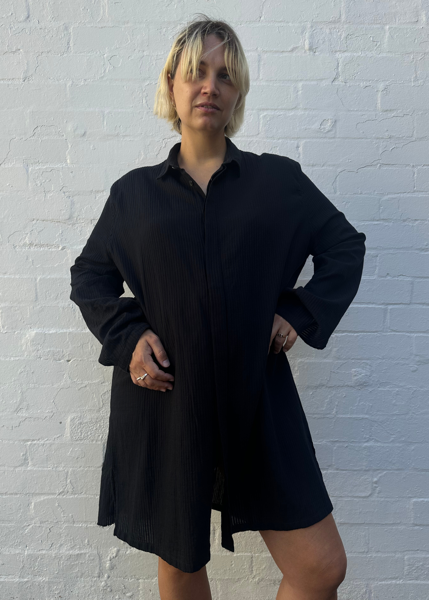 ANN DEMEULEMEESTER Stripe Shirt Midi Dress