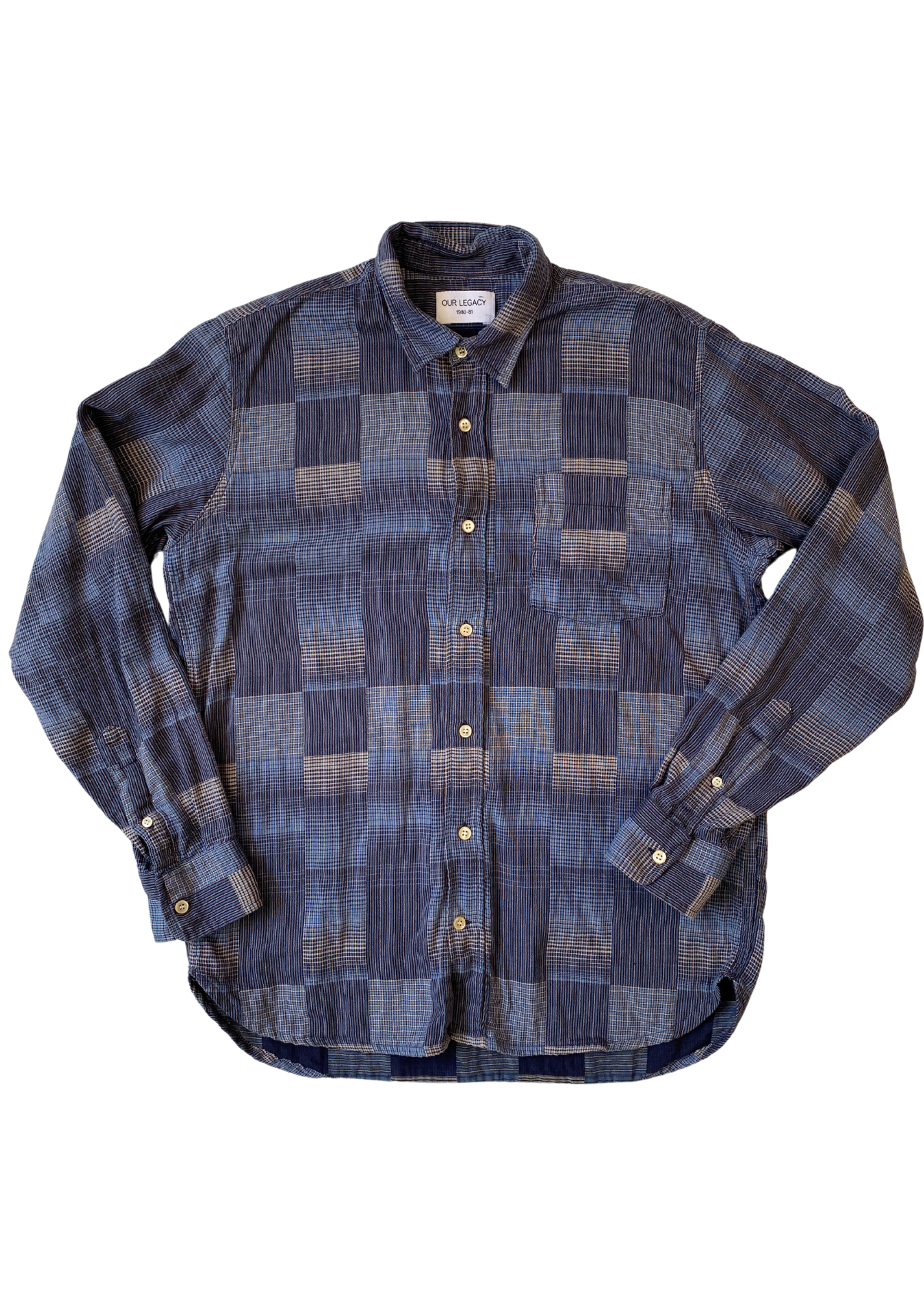 OUR LEGACY Patchwork Check Cotton Shirt