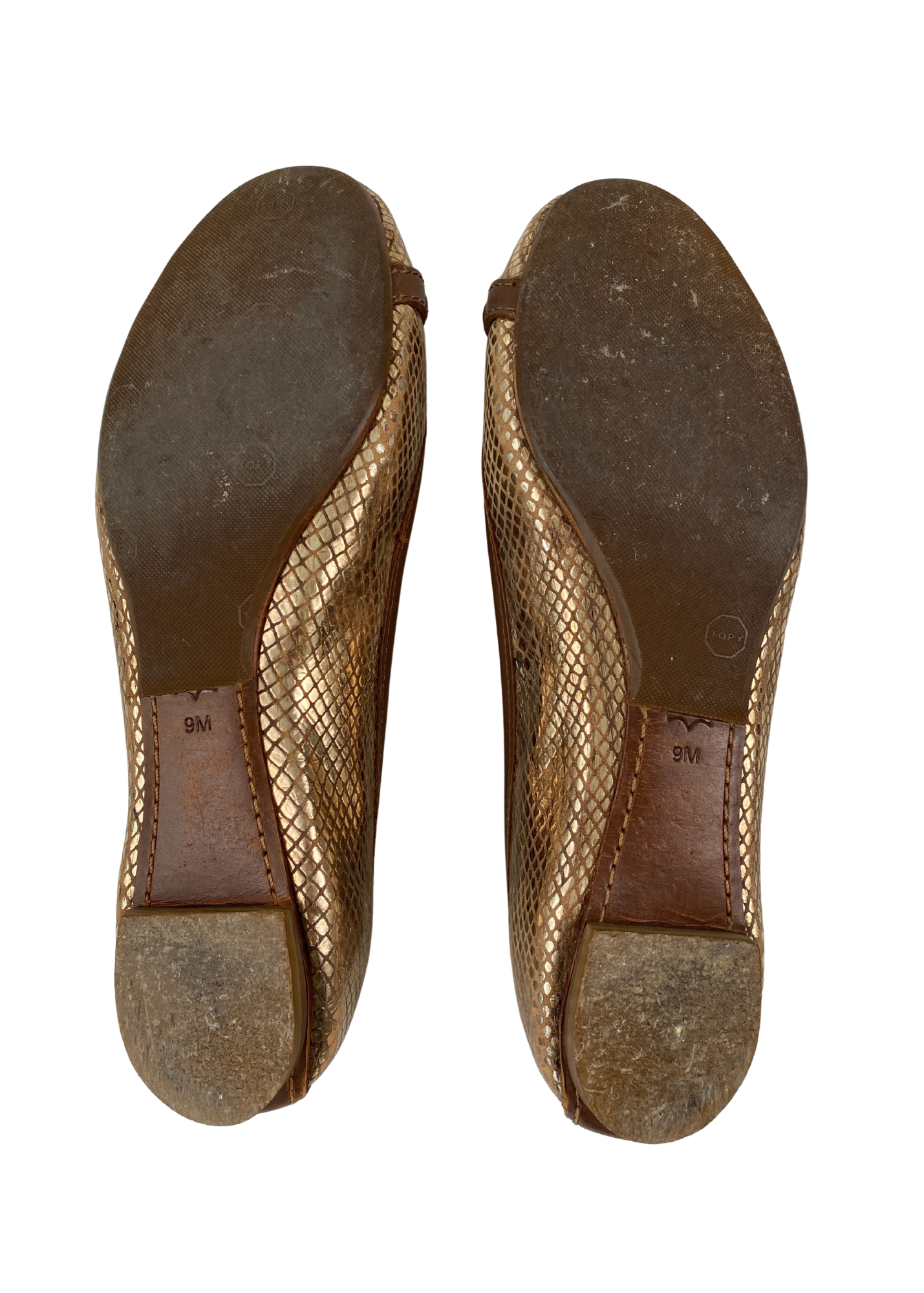 TORY BURCH (AS IS) Snake Print Gold Buckle Ballet Flat