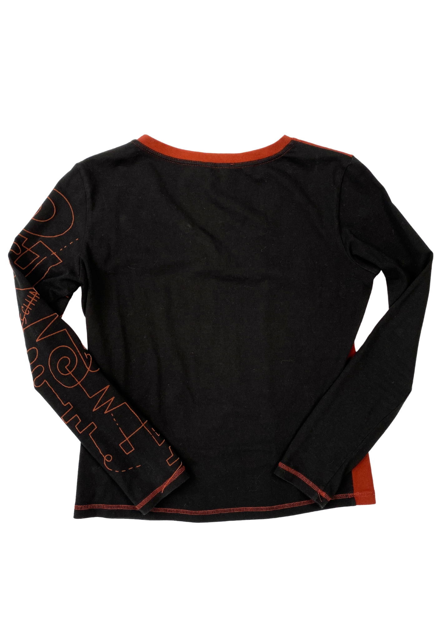 MOSCHINO JEANS (AS IS) V Neck Scribble Flocking Print