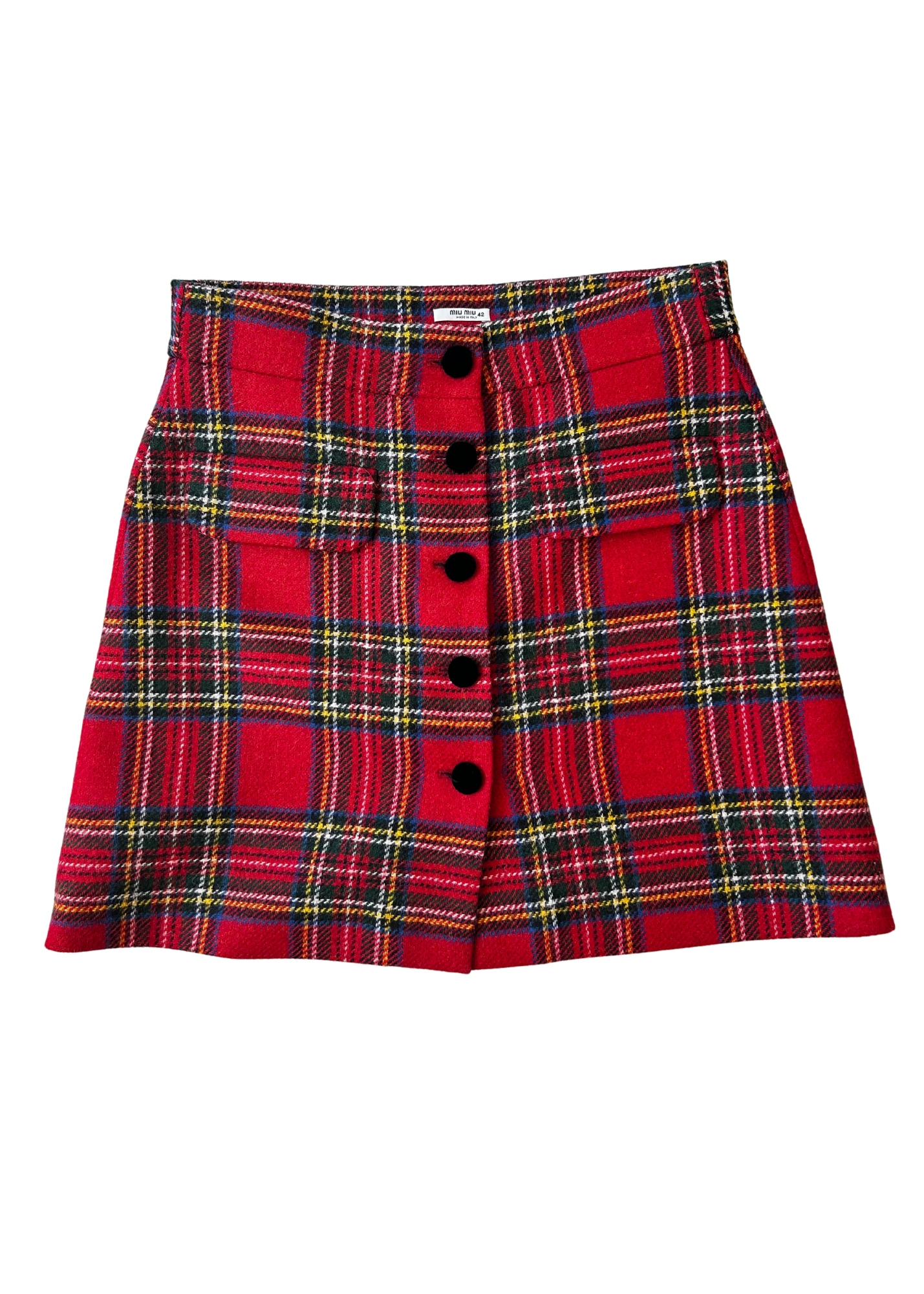 MIU MIU FW2019 Shetland Wool Tartan Mini Skirt