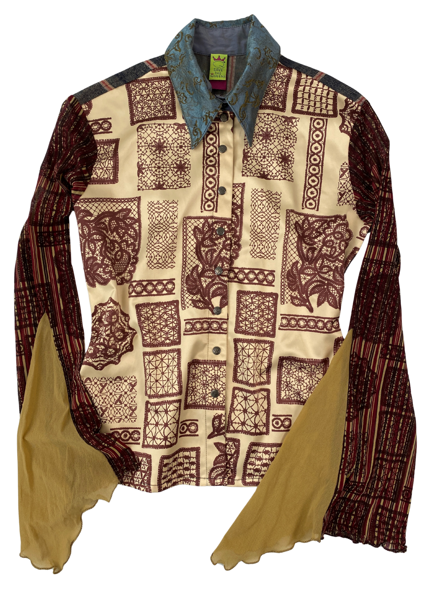 SAVE THE QUEEN VINTAGE (AS IS) Patchwork Print Shirt